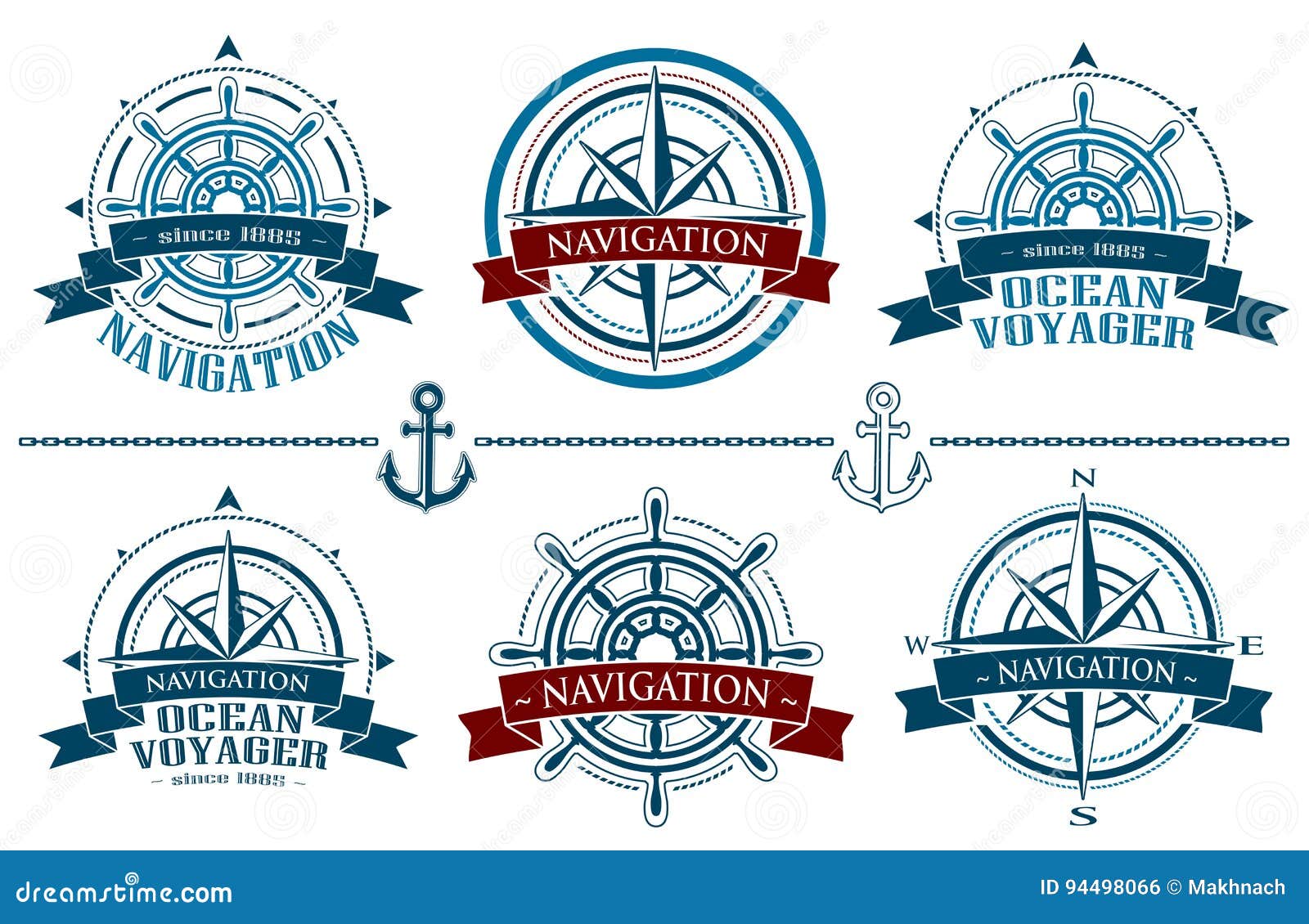  Nautical logos set stock vector Illustration of adventure 