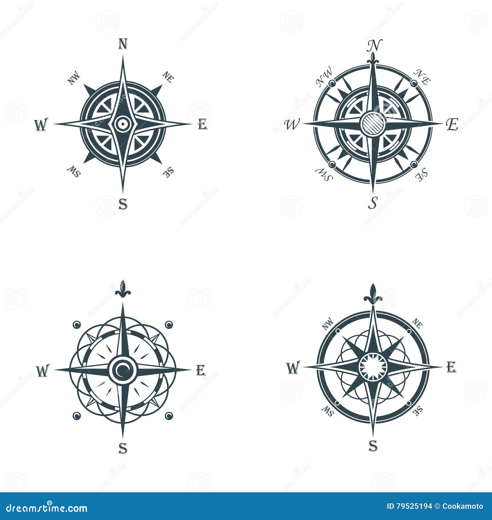 nautical or marine old navigation compass. sea or ocean vintage or retro wind rose for direction or longitude or