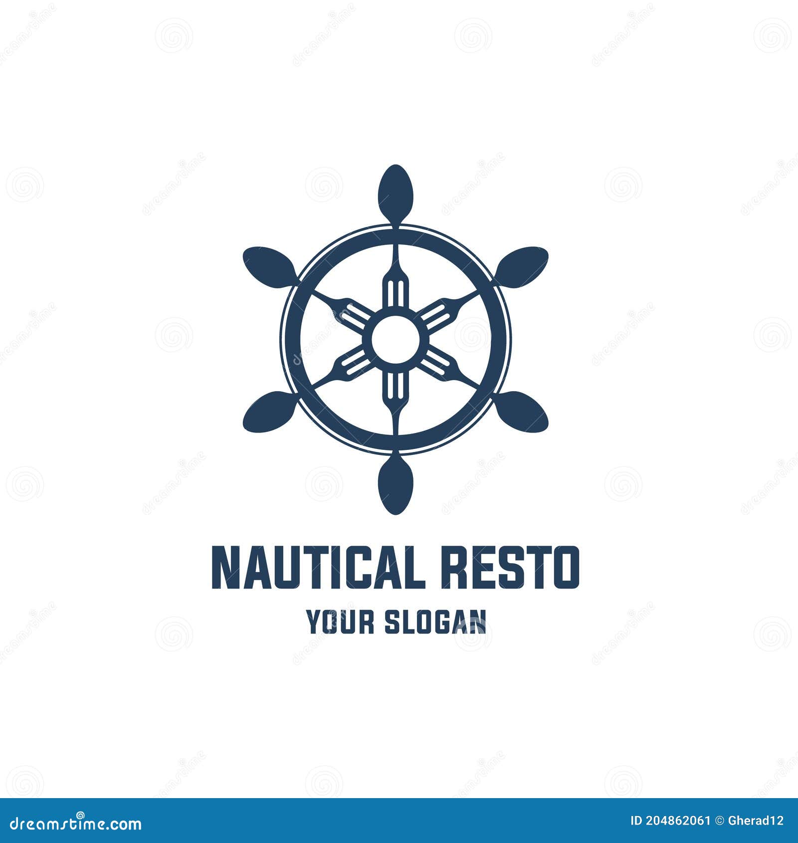 Nautical Restaurant Flat Logo Design Stock Illustration Illustration