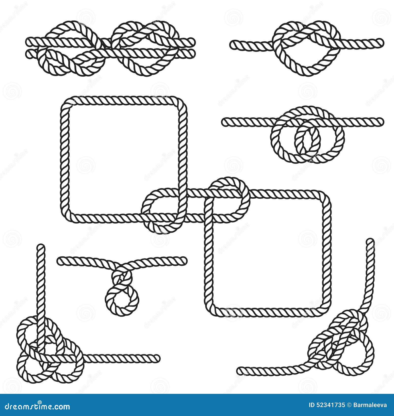 Set of nautical rope knots, corners and frames - Stock Illustration  [55460663] - PIXTA