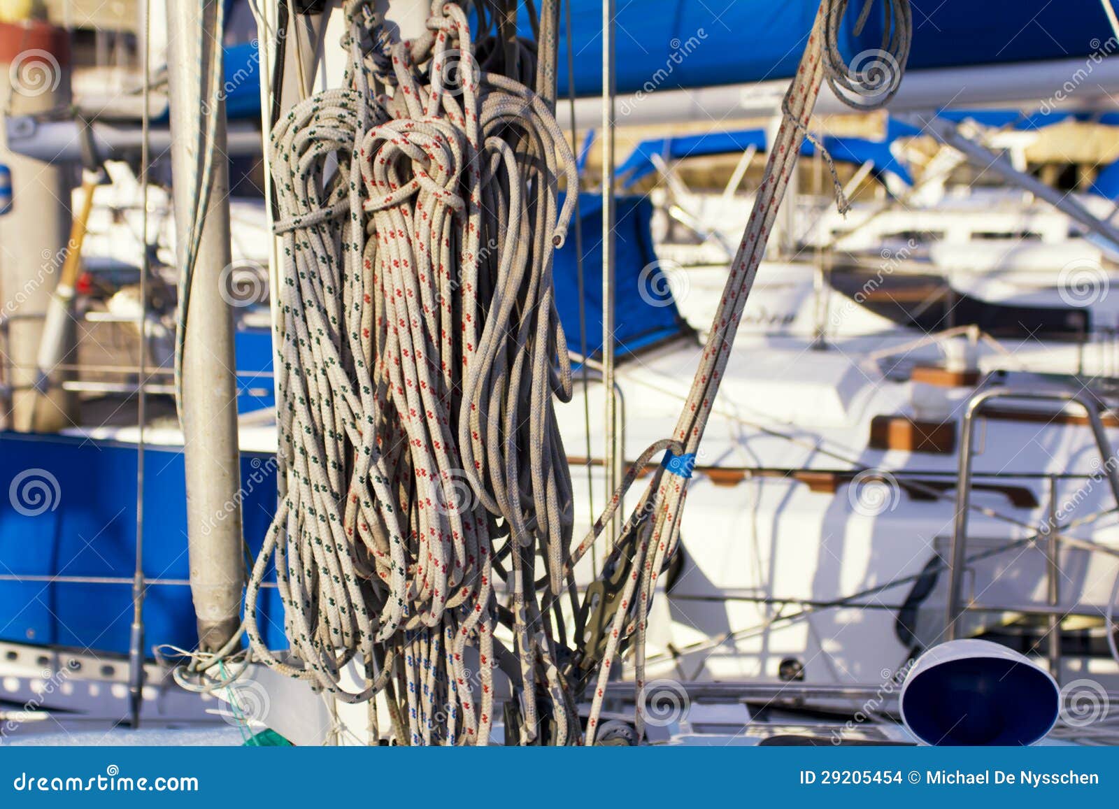 Nautical rope on a yacht stock photo. Image of nautical 29205454