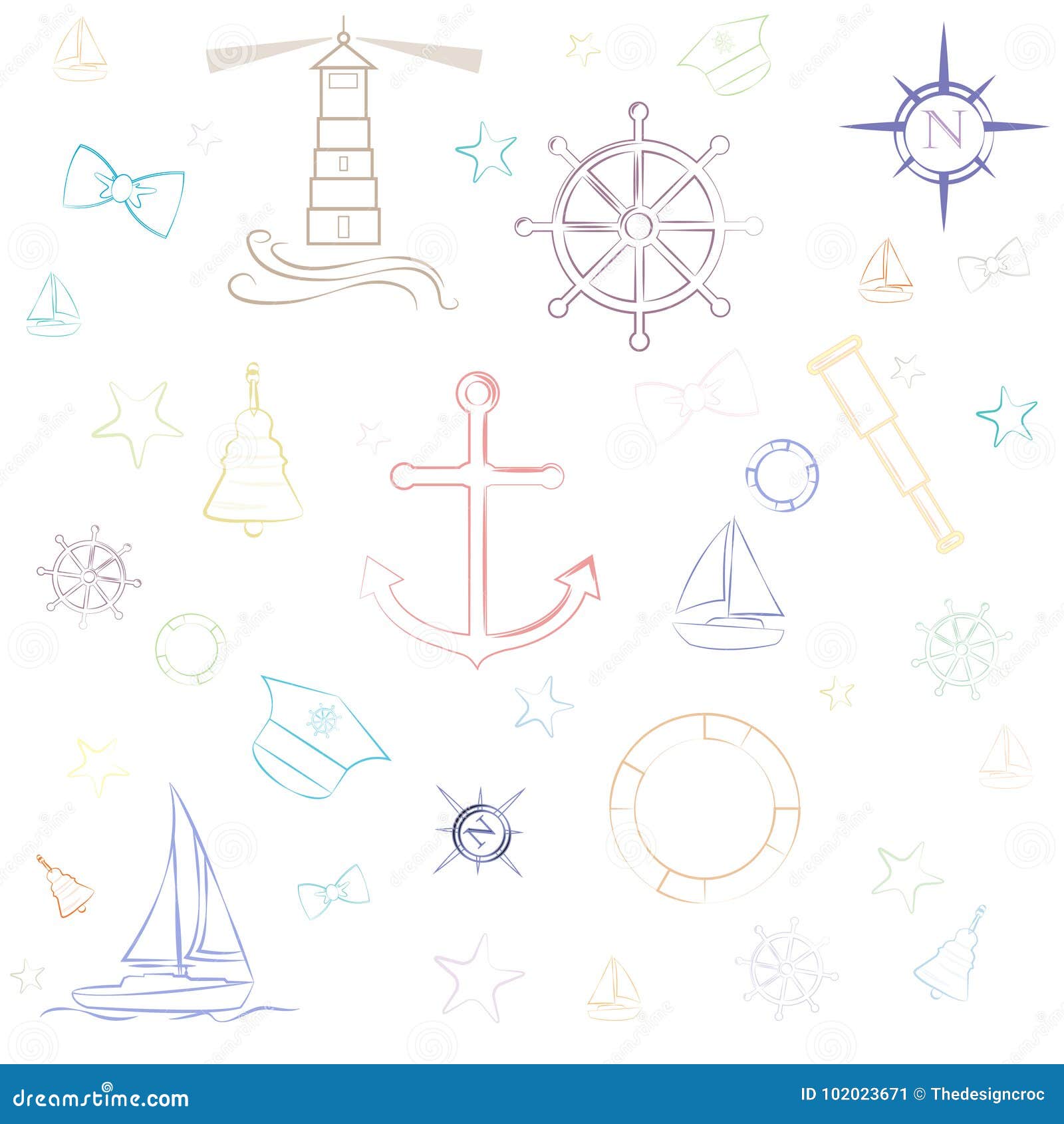Preppy Nautical Wallpaper Pattern Vector Illustration | CartoonDealer ...
