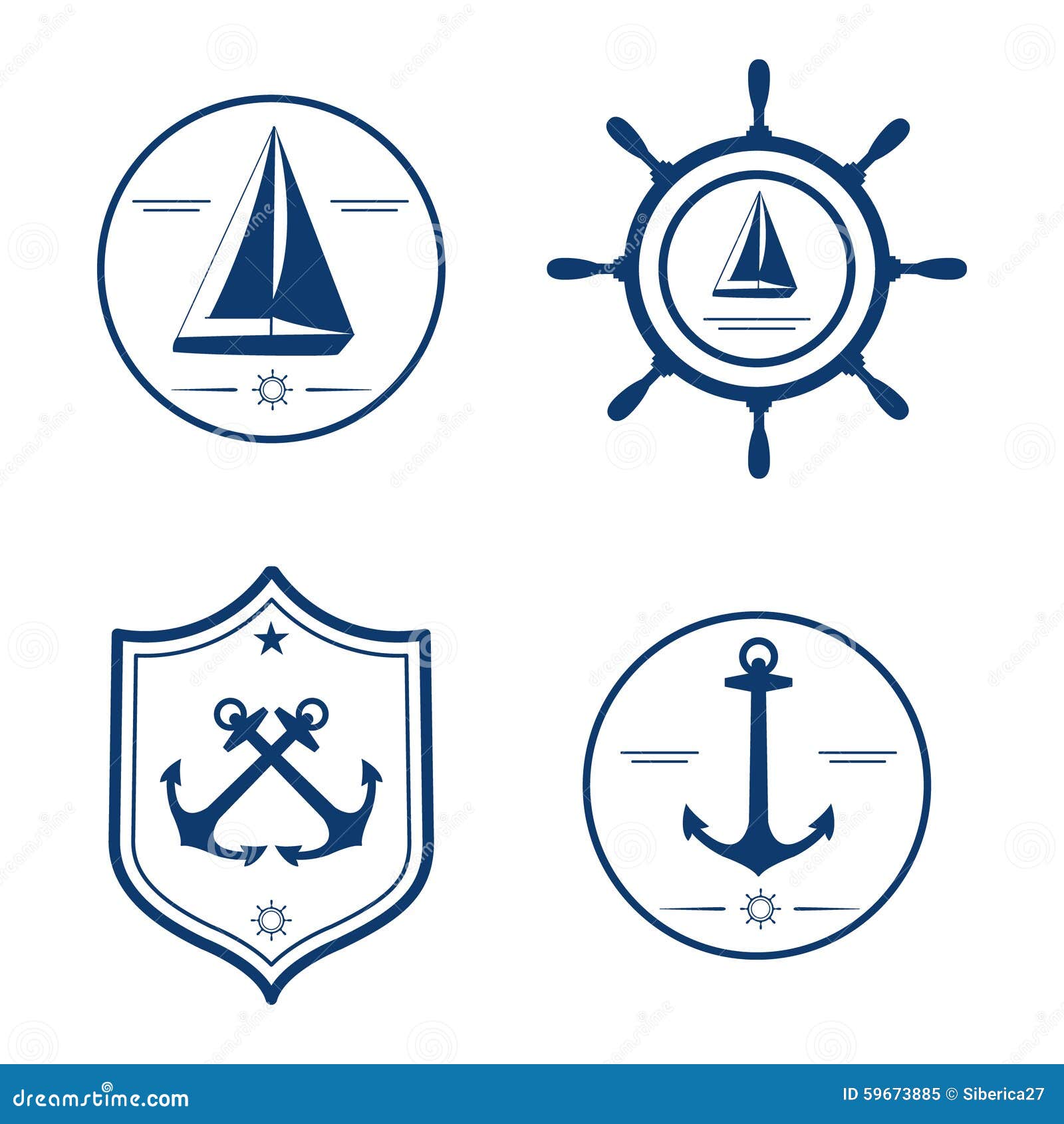 Nautical set. stock vector. Illustration of insignia - 59673885