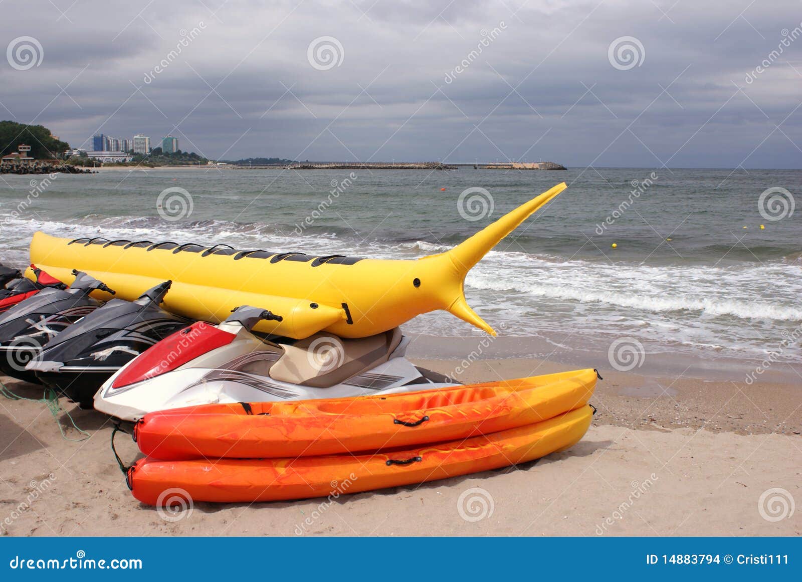 Nautical sports on beach stock photo. Image of banana - 14883794