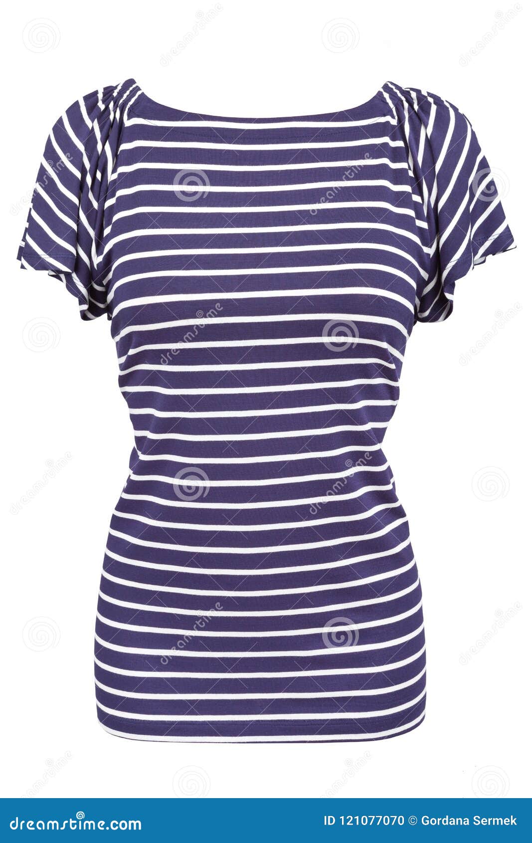 Nautical Striped Boat Neck Shirt with Flounced Sleeves Stock Photo ...