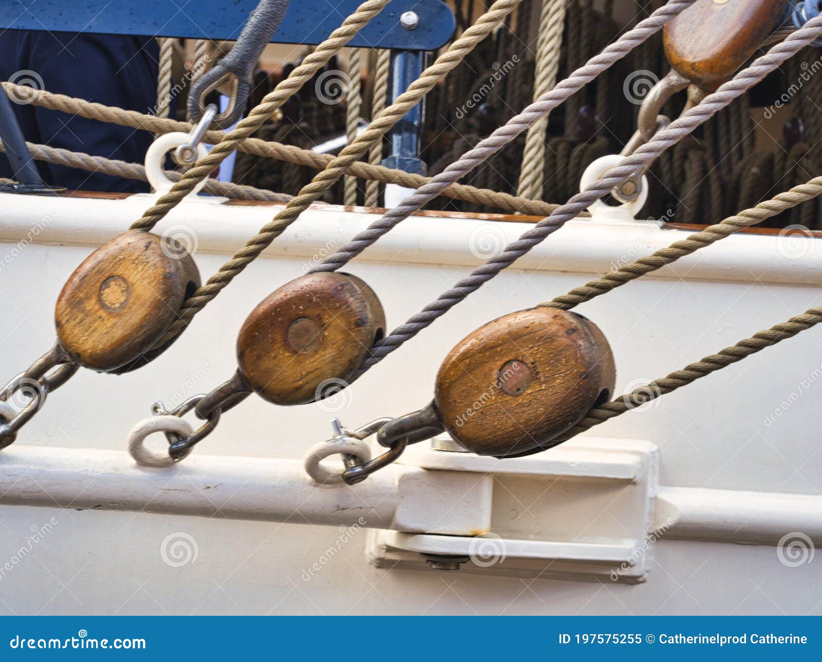 Nautical Tackles and Equipment of the Old Tall Ship. Rigging Ropes and Rope  Ladder on the Mast of Sailing Vessel Editorial Image - Image of sail,  equipment: 197575255