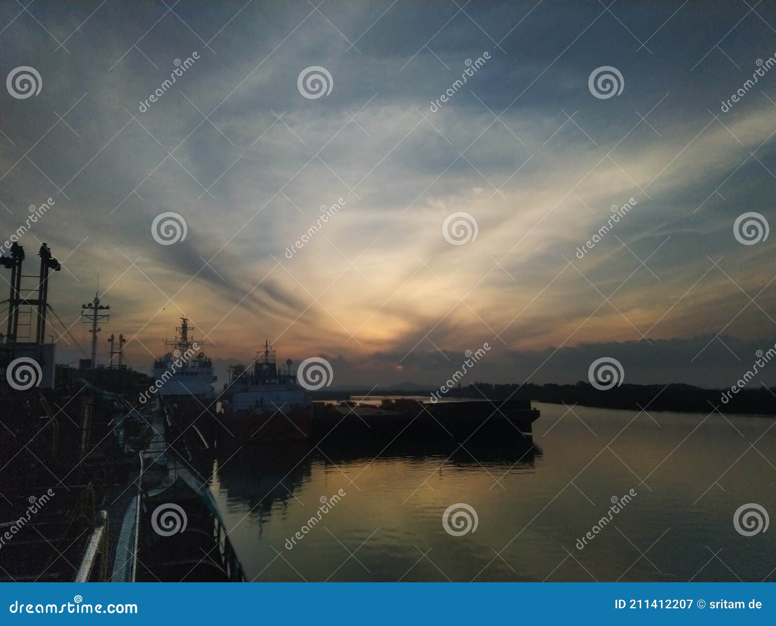 Nautical Twilight in Sea stock image. Image of twilight 211412207