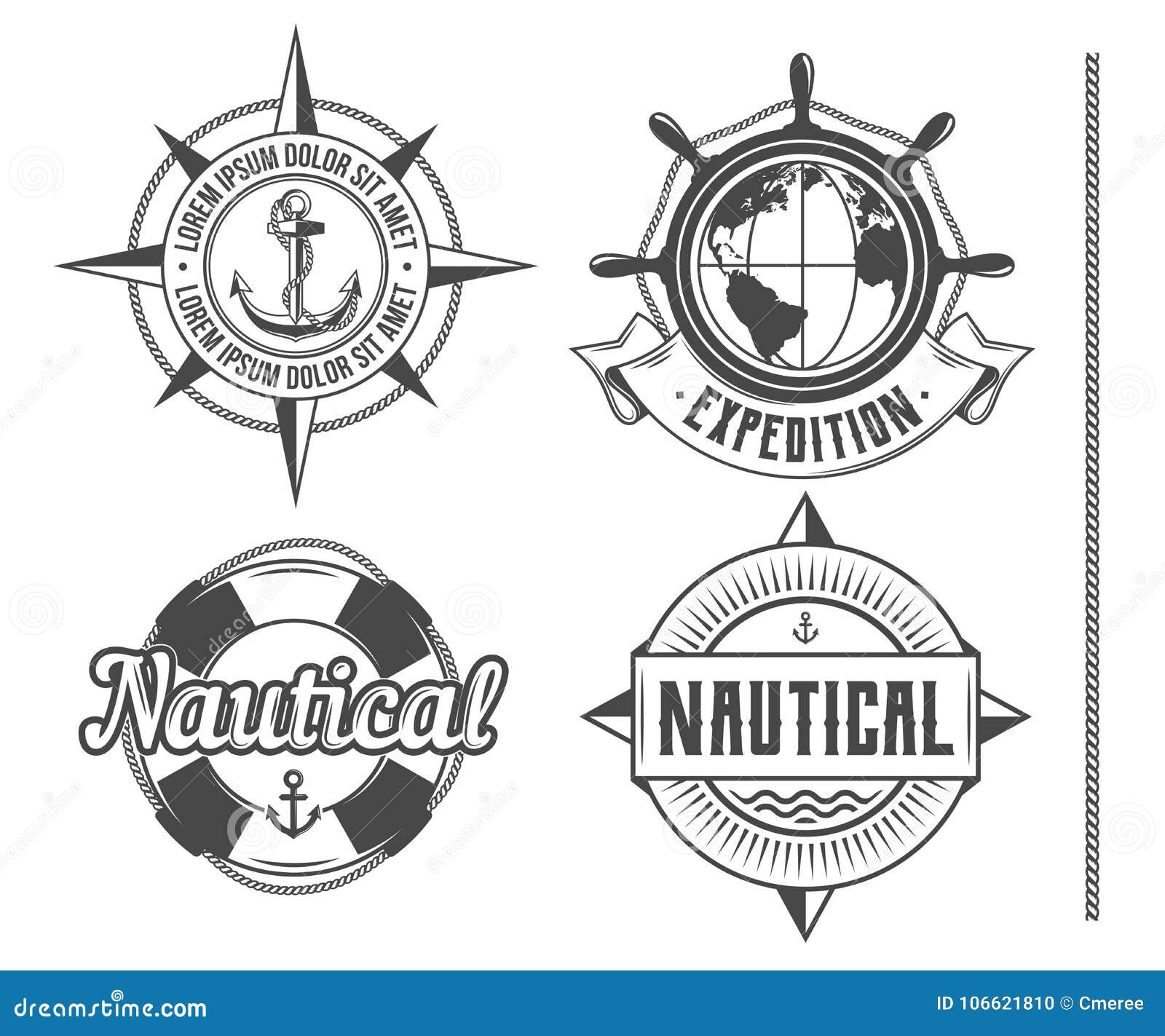 Nautical vintage emblems stock vector. Illustration of sign - 106621810