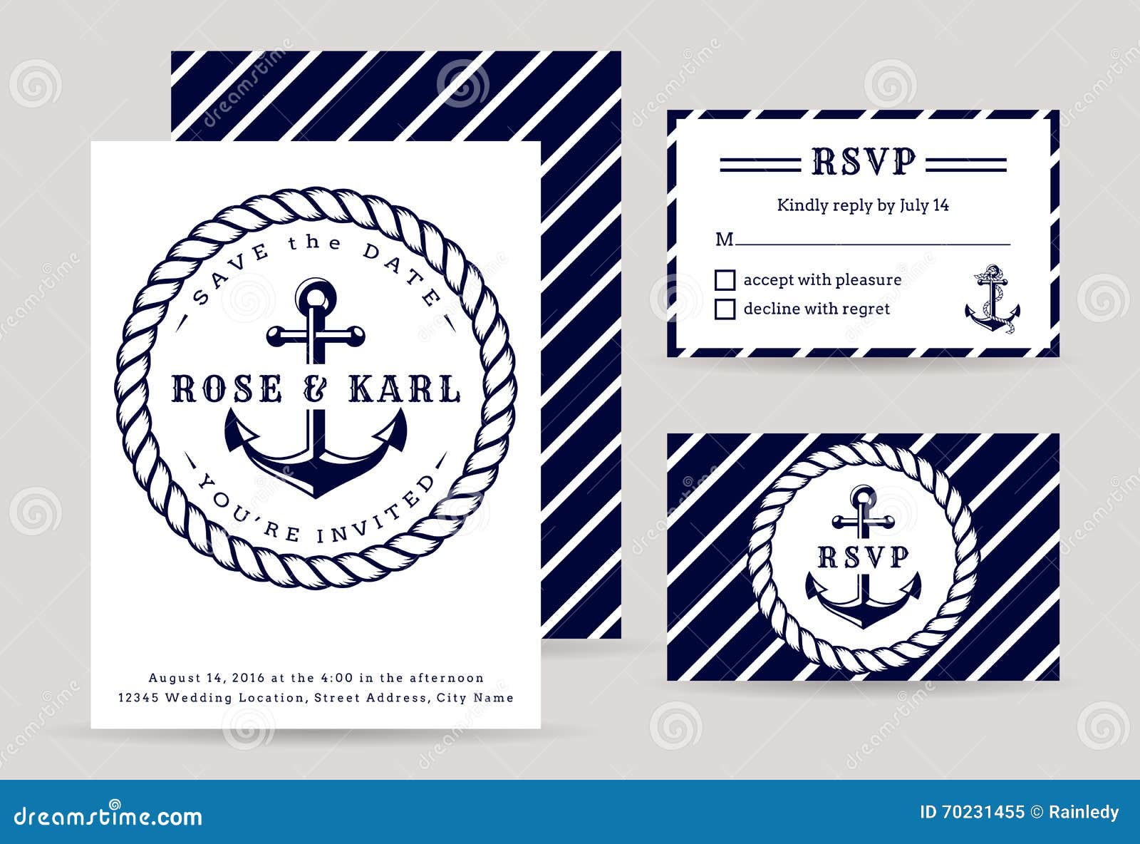 Nautical Wedding Invitations. Stock Vector - Illustration of cover,  ceremony: 70231455