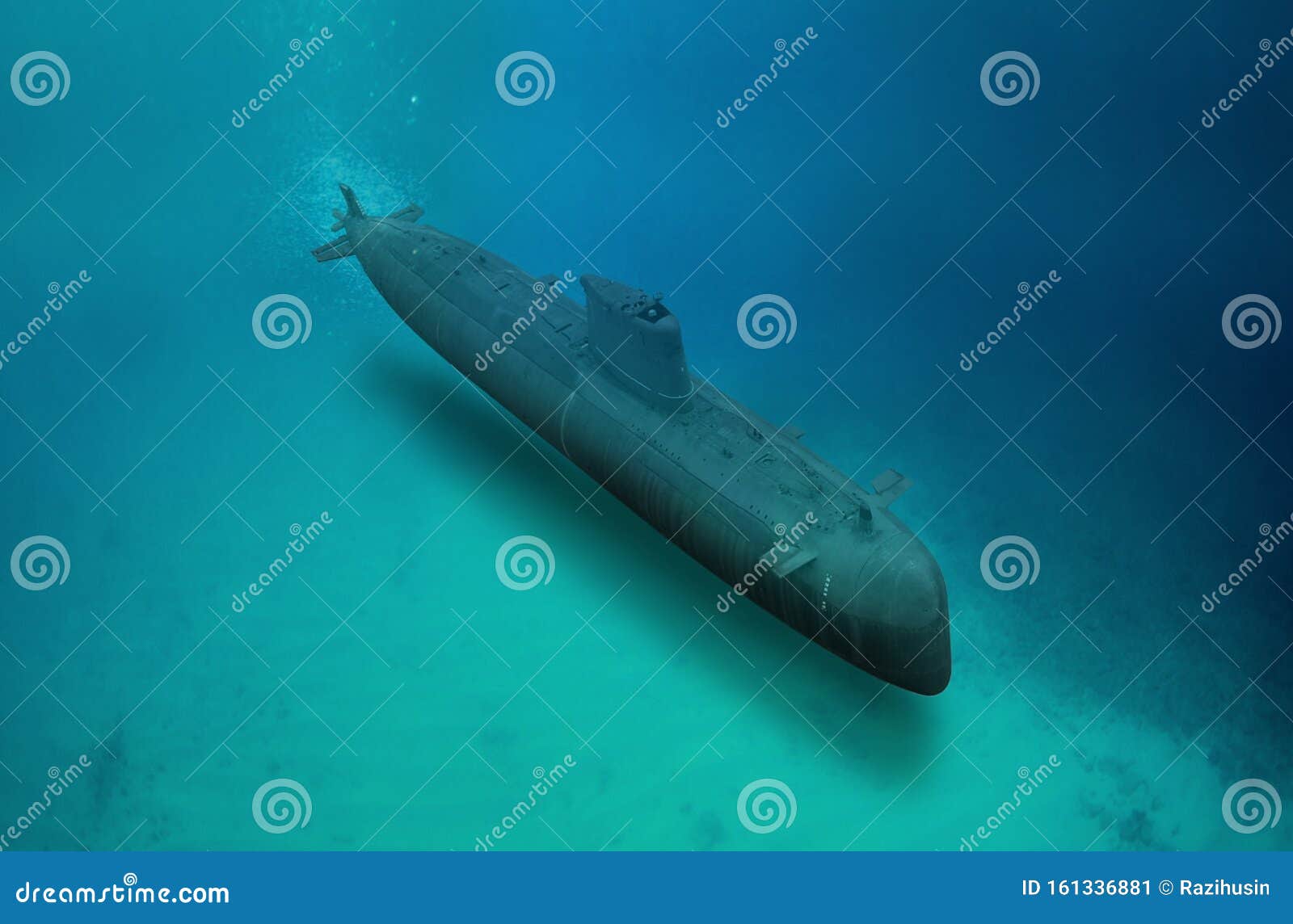 naval submarine submerge underwater during a mission