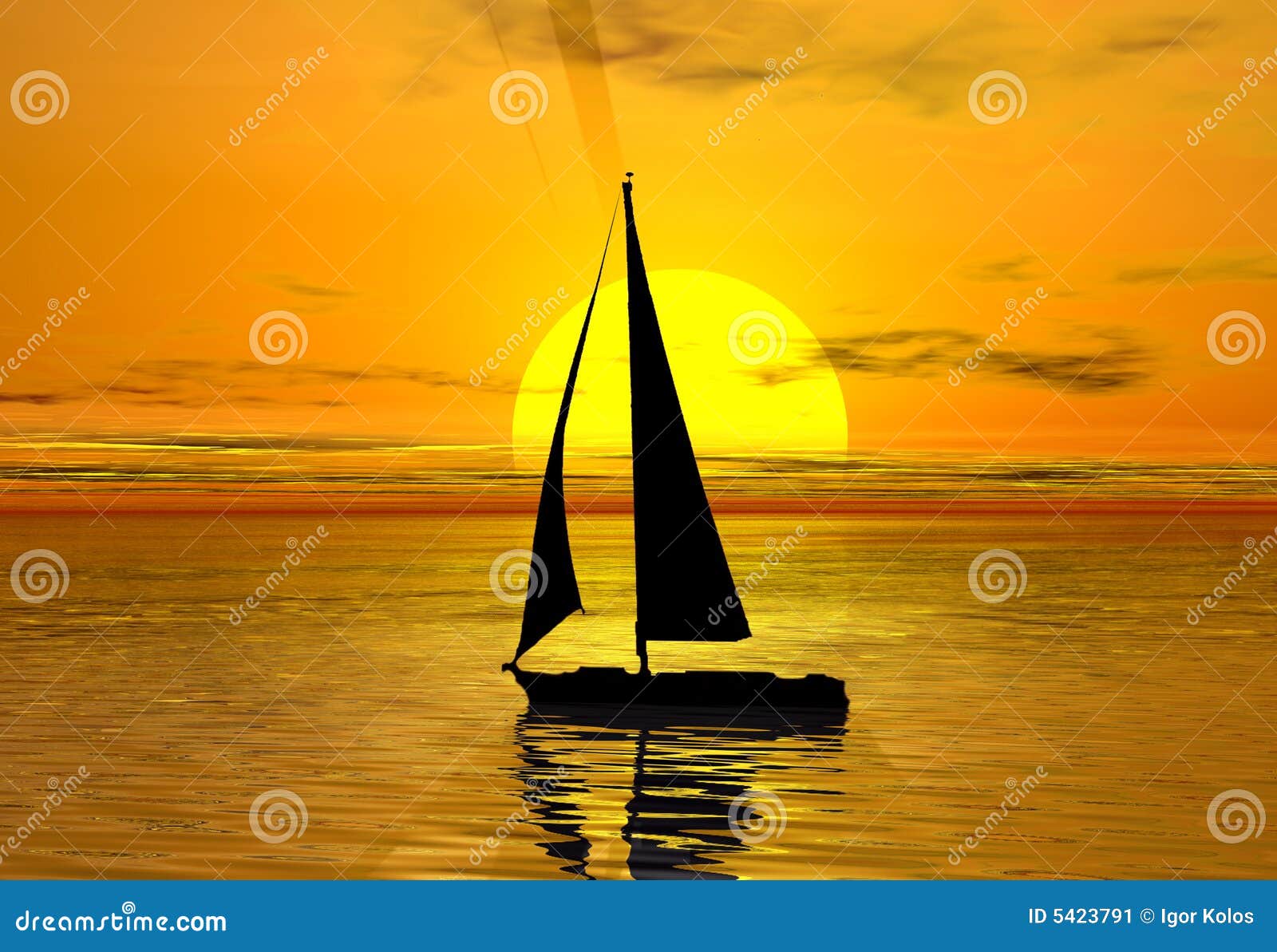 La nave en una puesta del sol