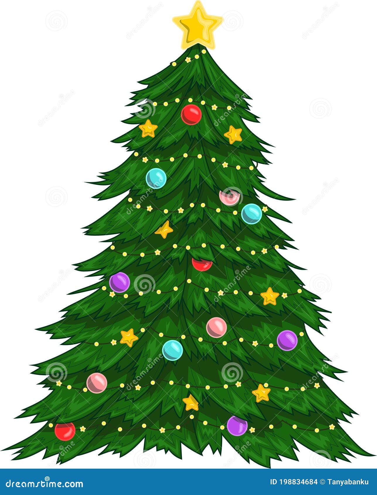 Navidad De Color Realista árbol De Invierno De Año Nuevo Con Plantilla De  Decoración. Ilustración Vectorial De Dibujos Animados De Ilustración del  Vector - Ilustración de partido, saludo: 198834684