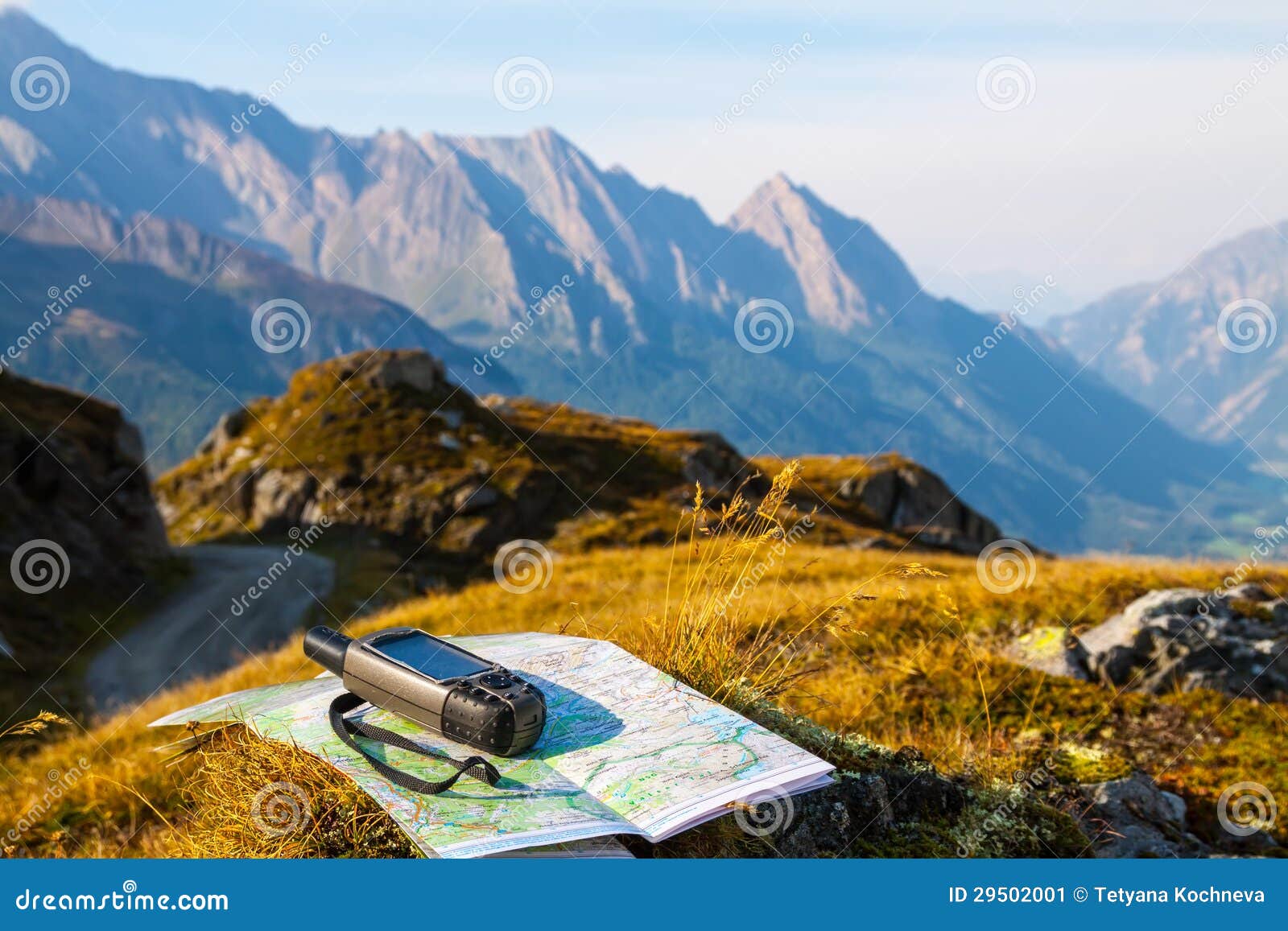 Navigate with GPS in the Mountain Stock Image Image of equipment