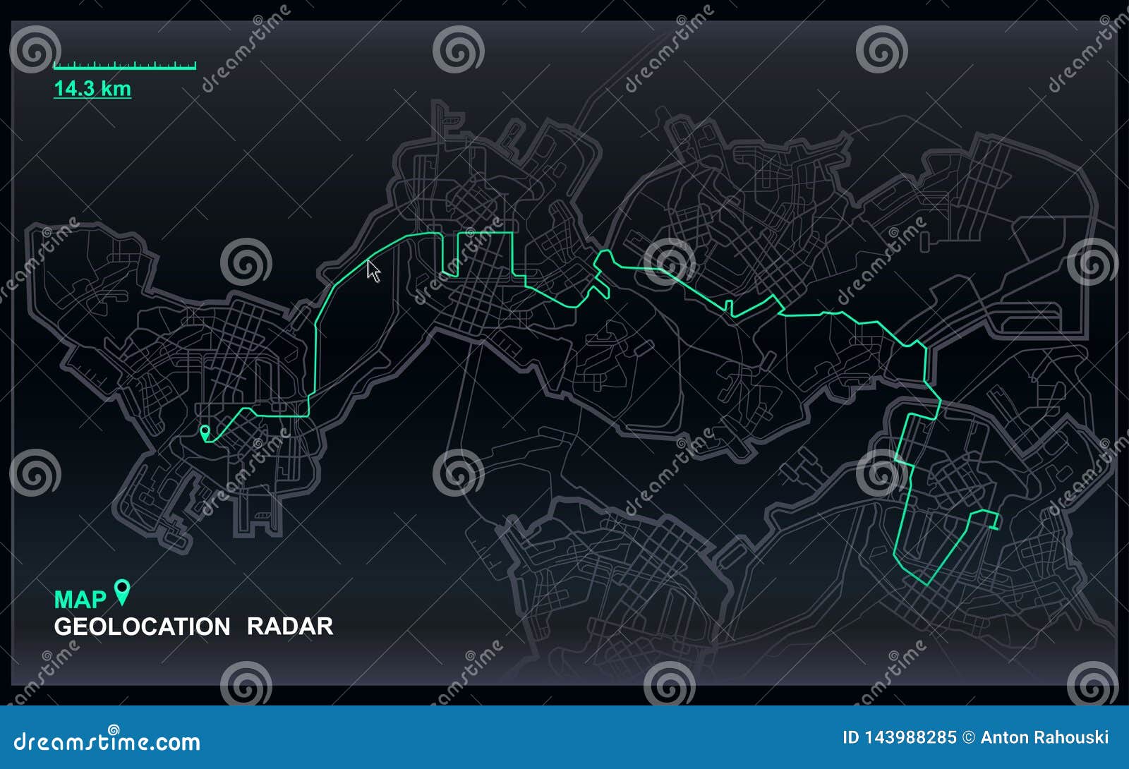 Navigate Mapping Technology Dashboard GPS Tracking Map, Showing Movement and Final Destination 