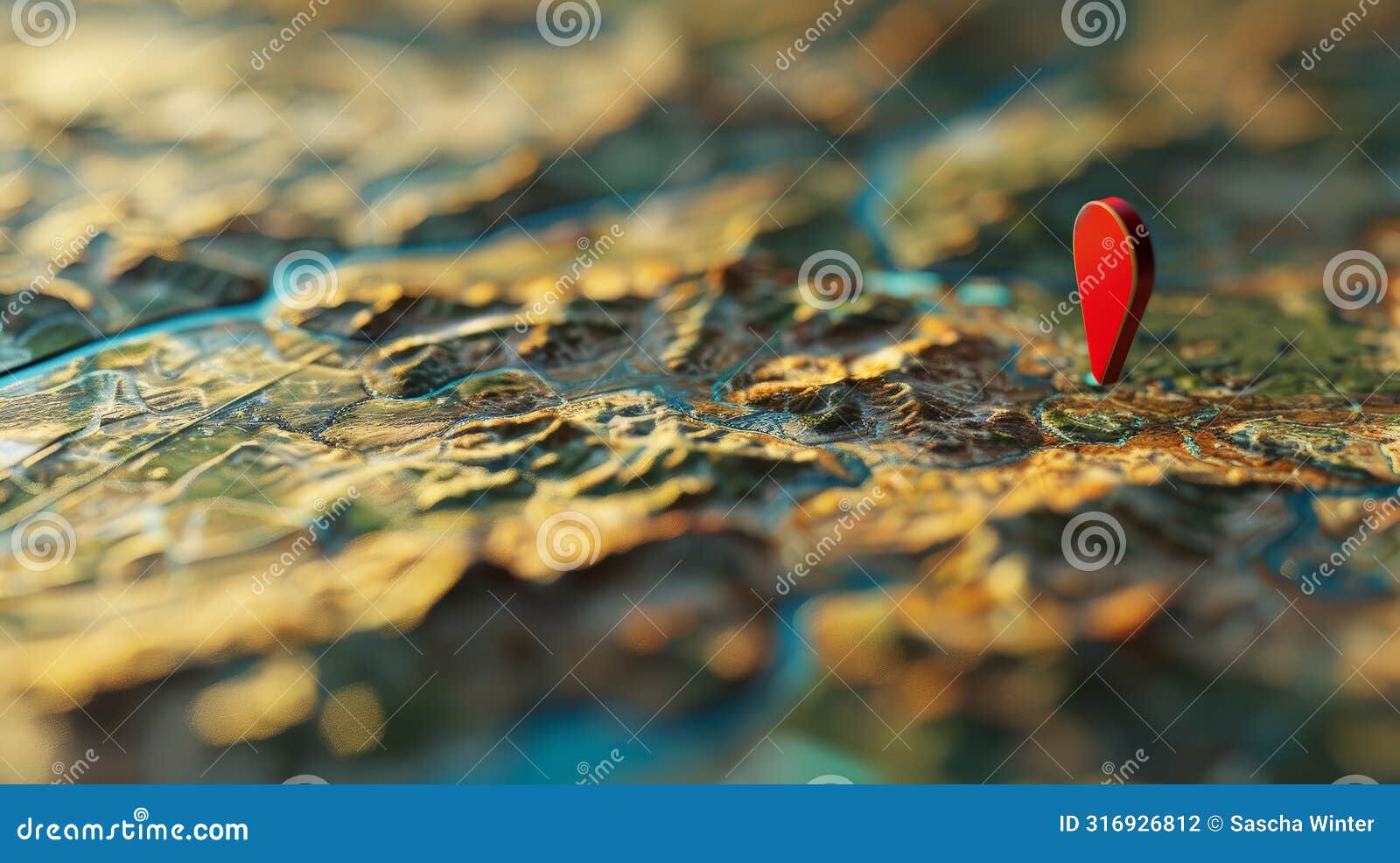 Guiding Point: Red Marker on Navigator Map Stock Photo - Image of trail 