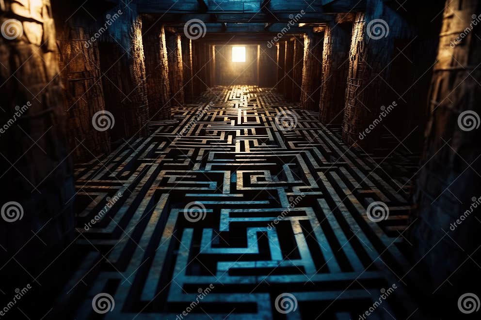 Navigating the Labyrinth of Mental Health Disorders. Stock Illustration 
