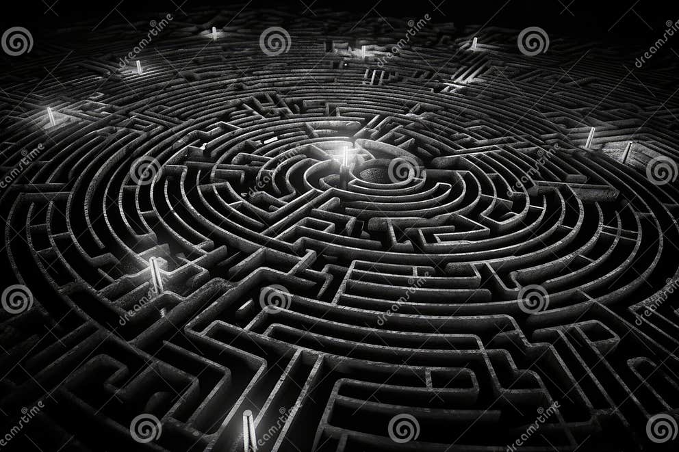 Navigating the Labyrinth of Mental Health Disorders. Stock Illustration 