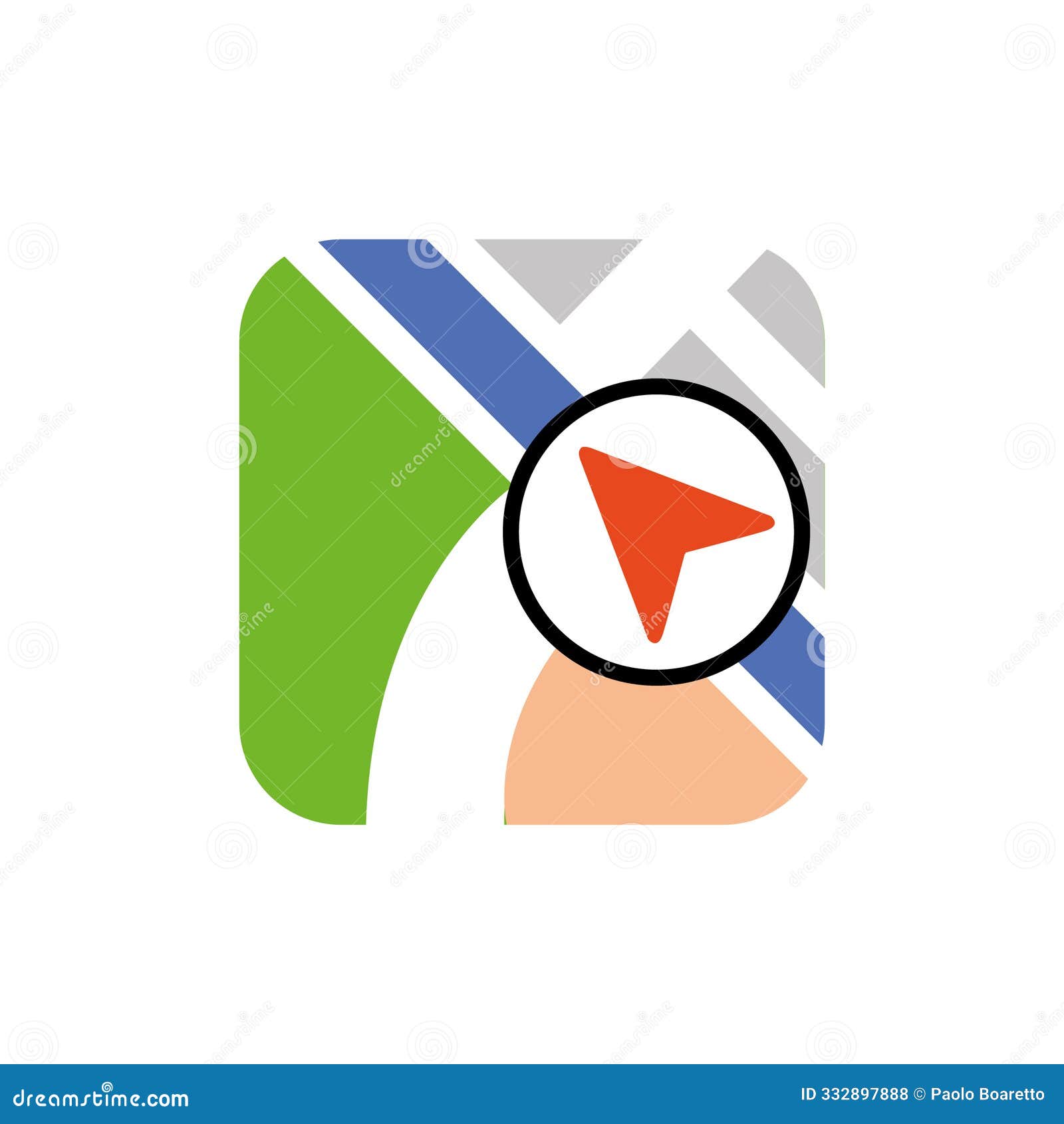 navigation arrow on map, satellite based positioning and navigation assistance, maps app icon