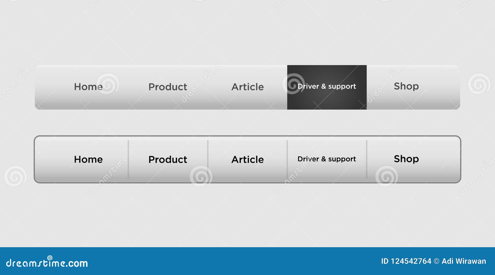 Navigation Bar Templates With Black Hover Button Stock