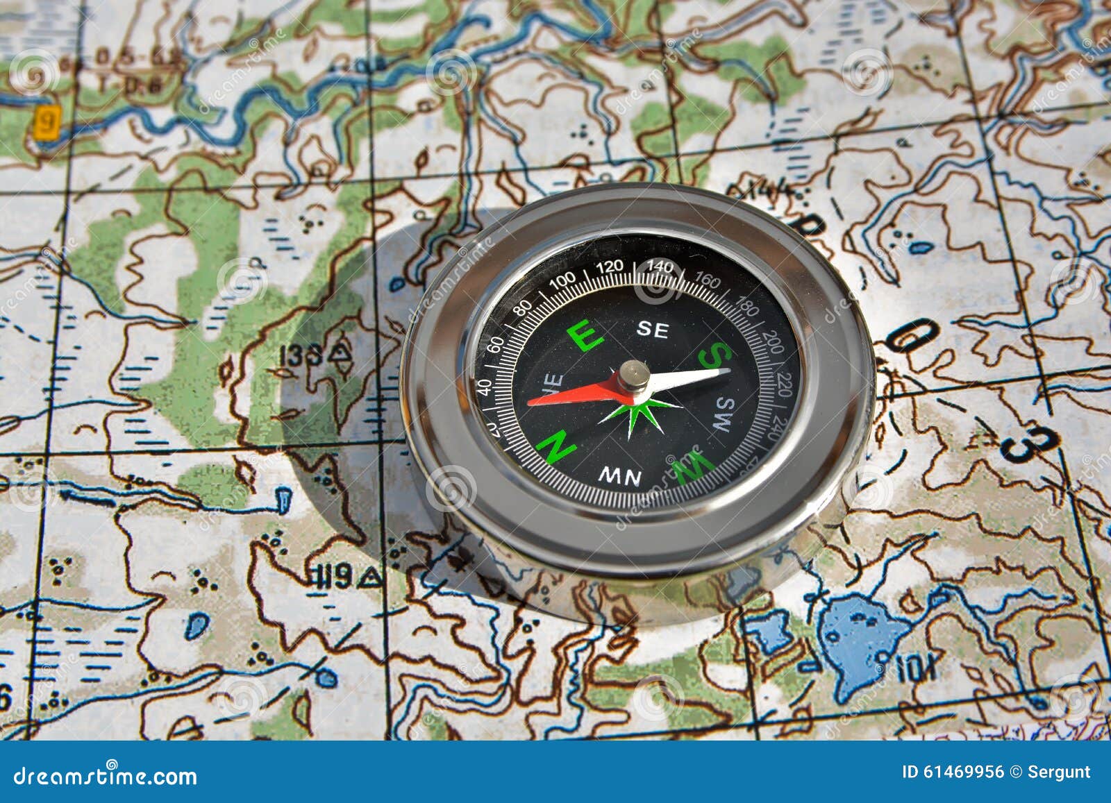 Navigation Compass Map Magnetic Located Topographic 61469956 