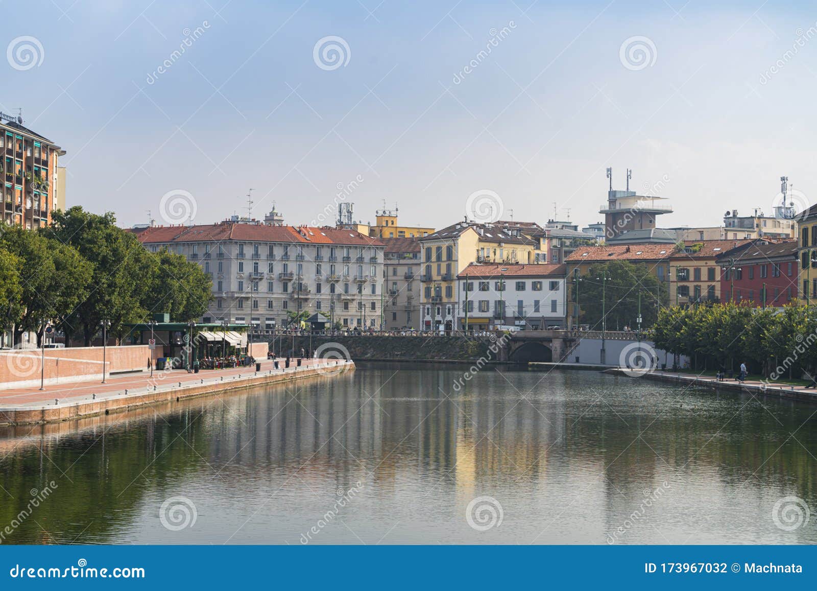 naviglio grande canal of the darsena in milan