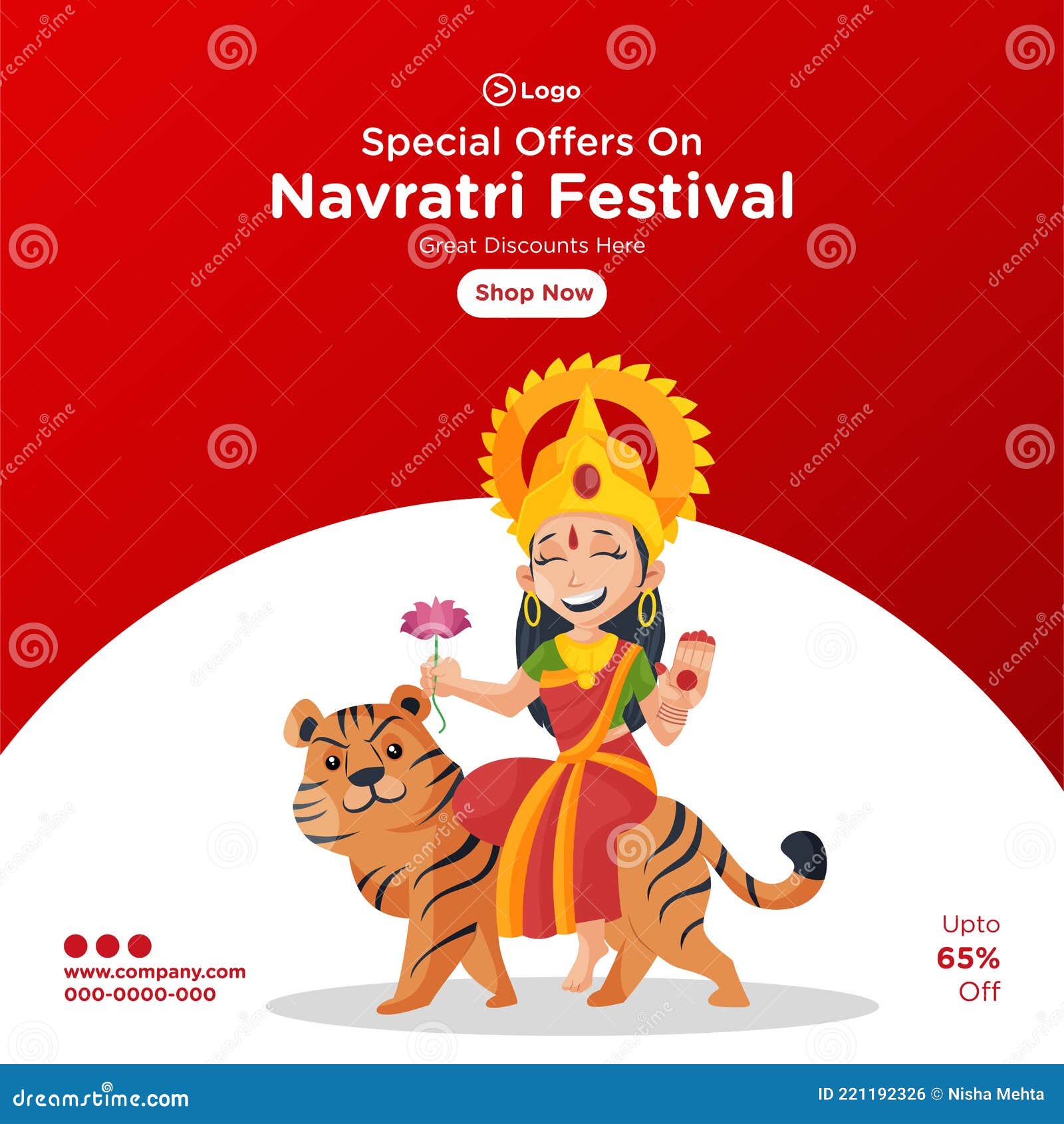 Happy Navratri Especial Offers Banner Design. Stock Vector - Illustration  of durga, asia: 221192326