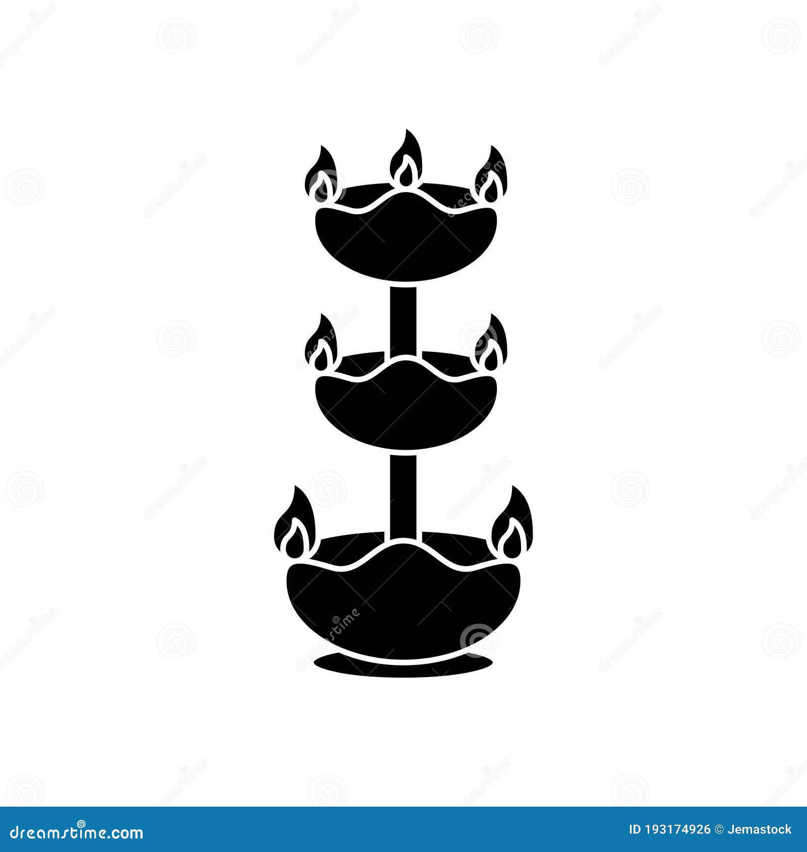 navratri fount with candles silhouette style icon