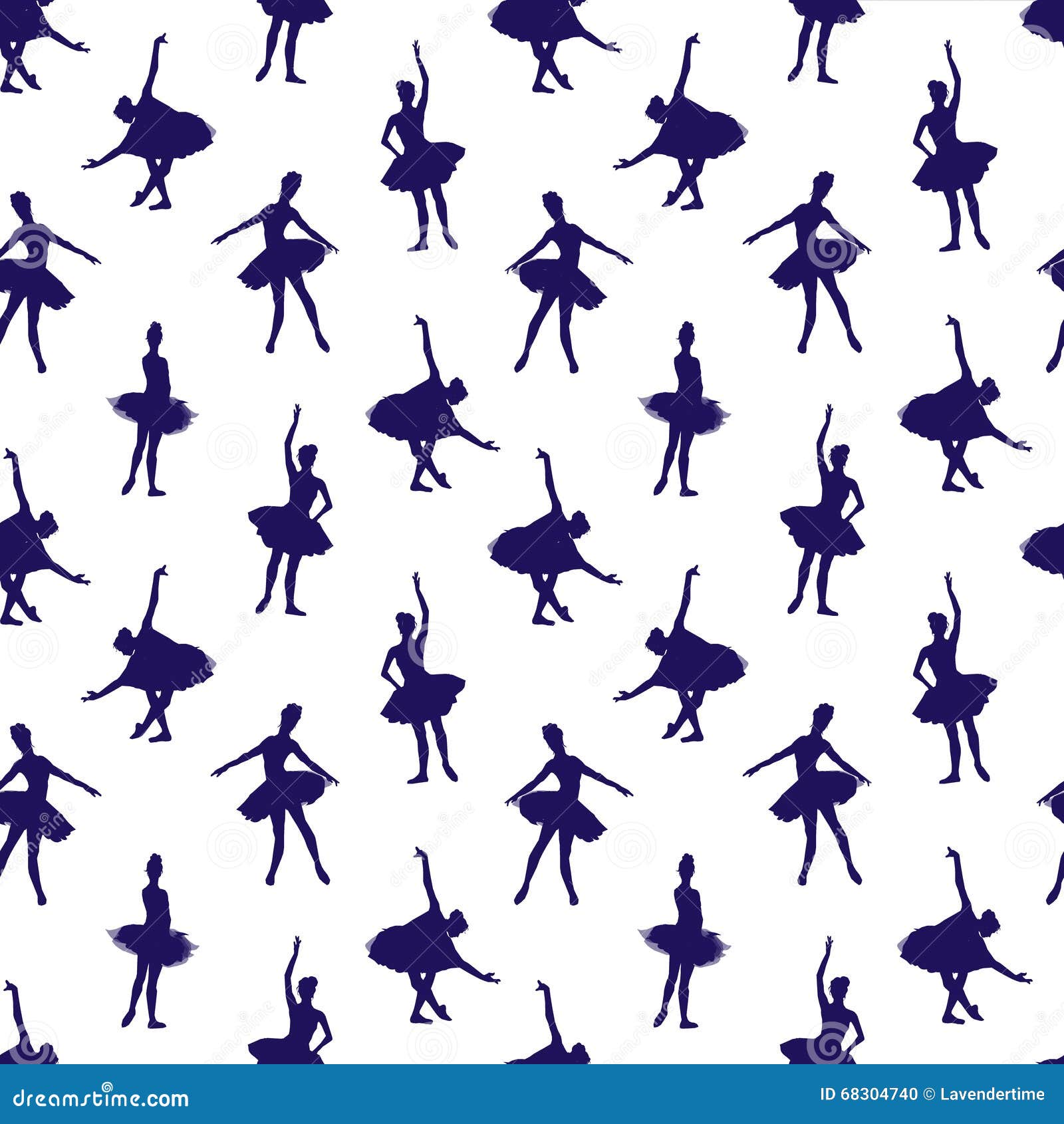 Navy Ballerinas Dance on White Seamless Vector Pattern Stock Vector