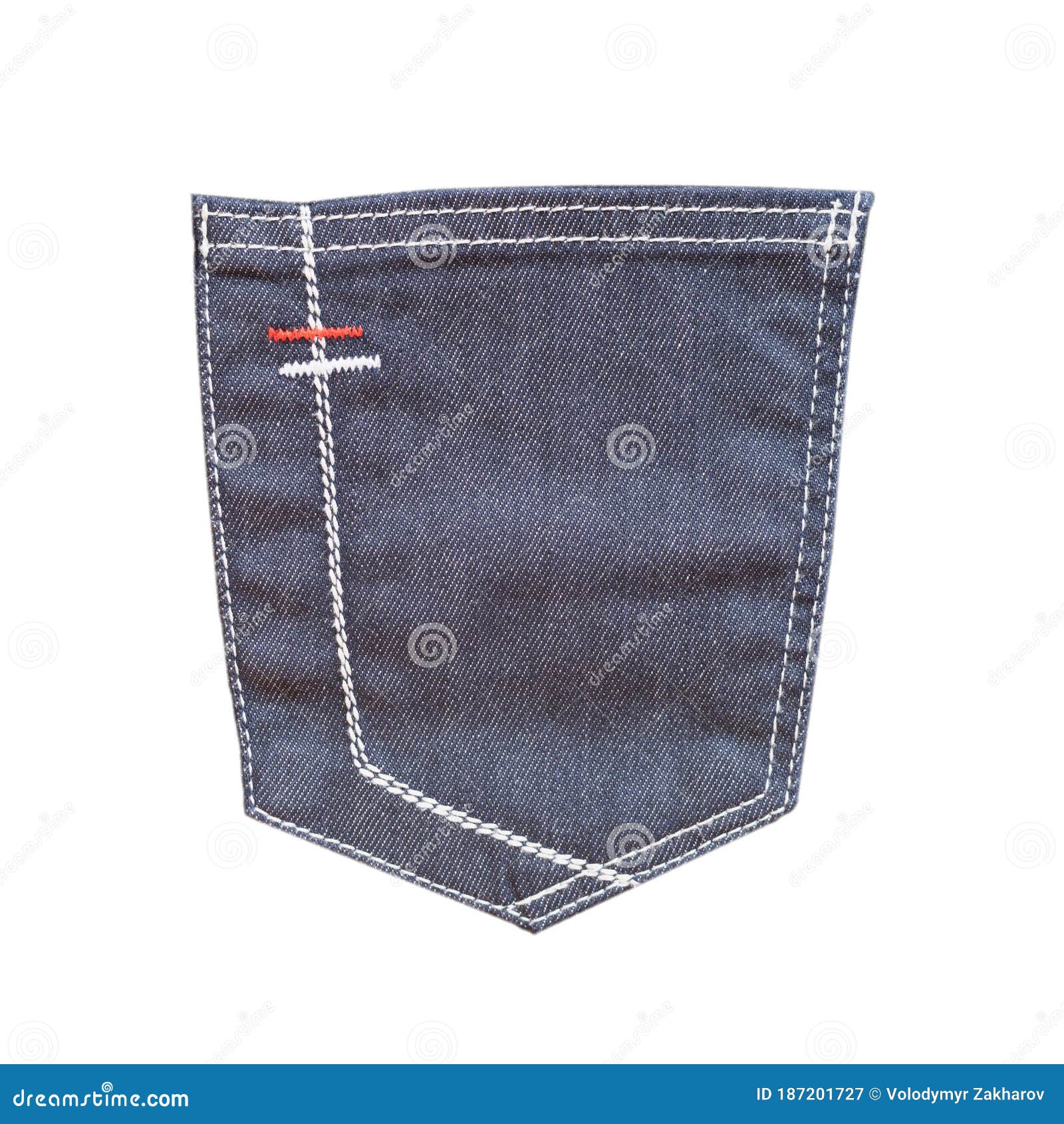 Navy Blue Jeans Back Pocket Isolated on White Background. Closeup of ...