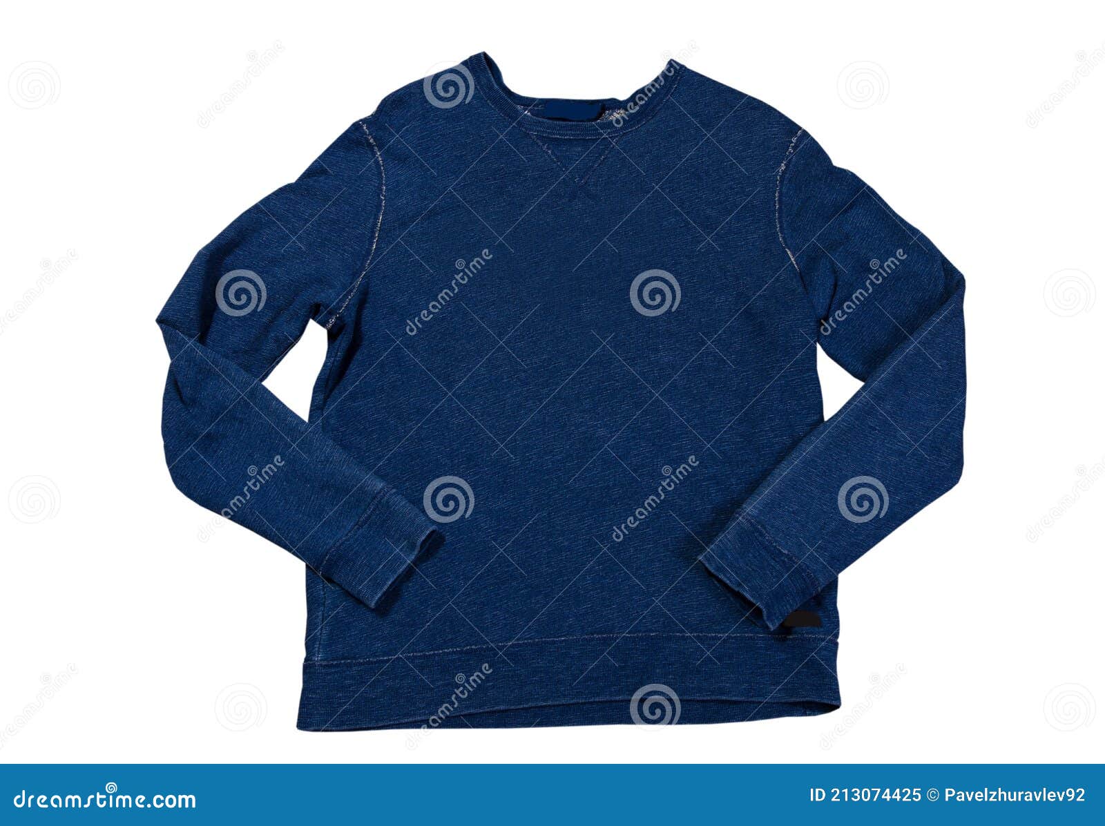 Navy Blue Sweatshirt Isolated on White, Denim Pullover Mock Up ...