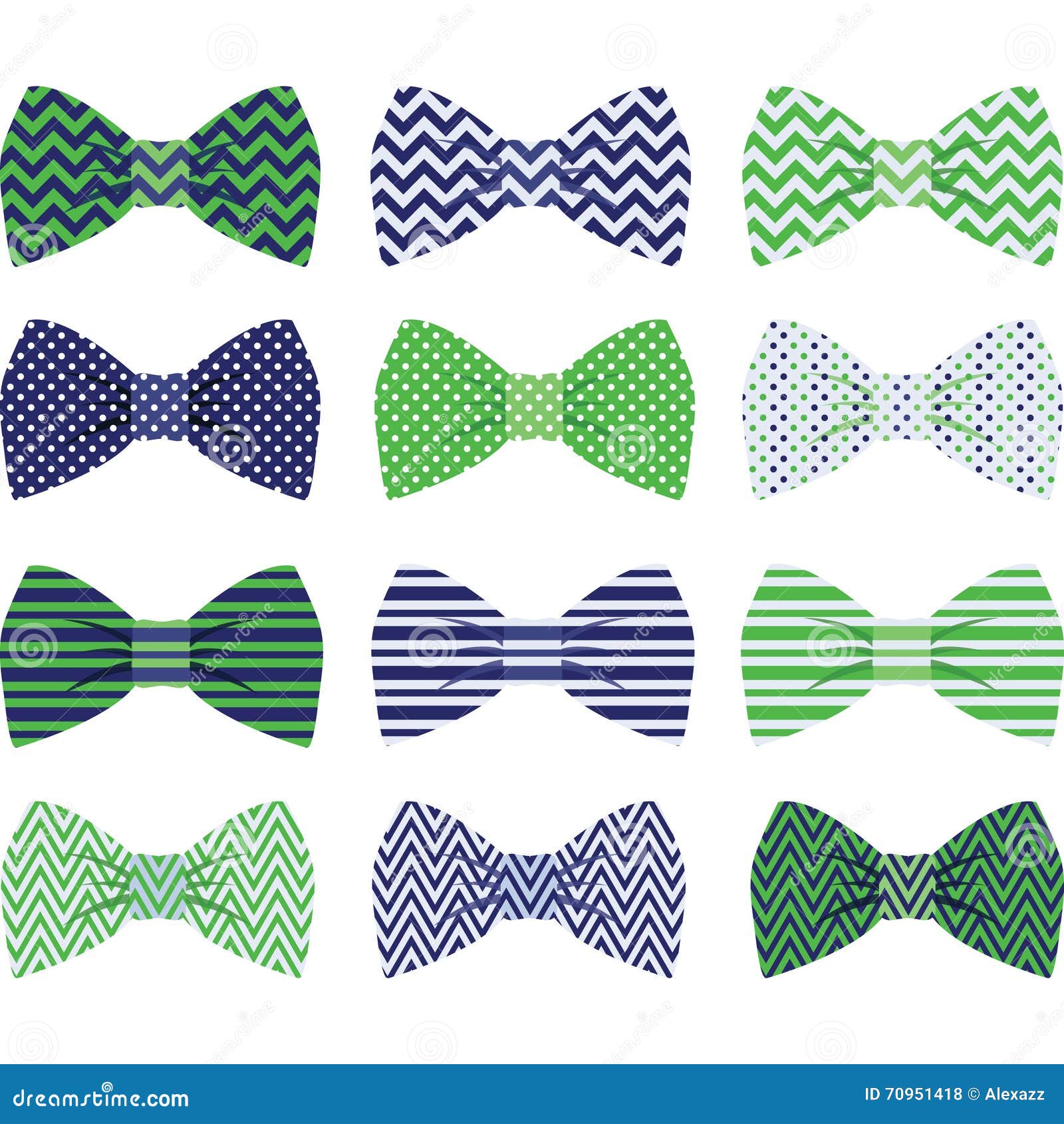 Navy and Green Bow Tie Collection Stock Vector - Illustration of ...