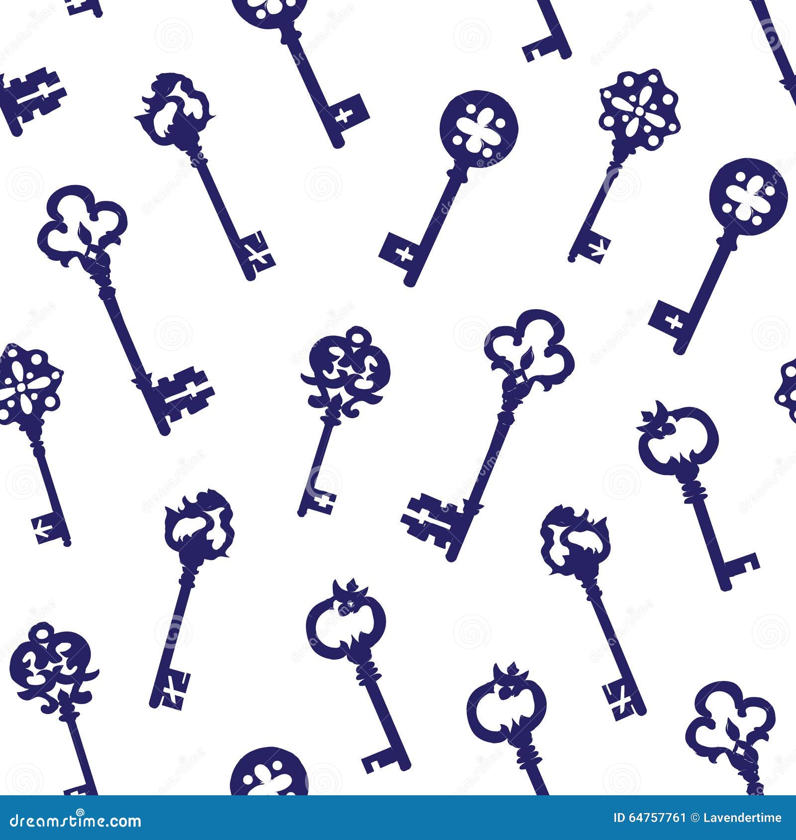 Navy Keys on White Seamless Vector Pattern Stock Vector Illustration