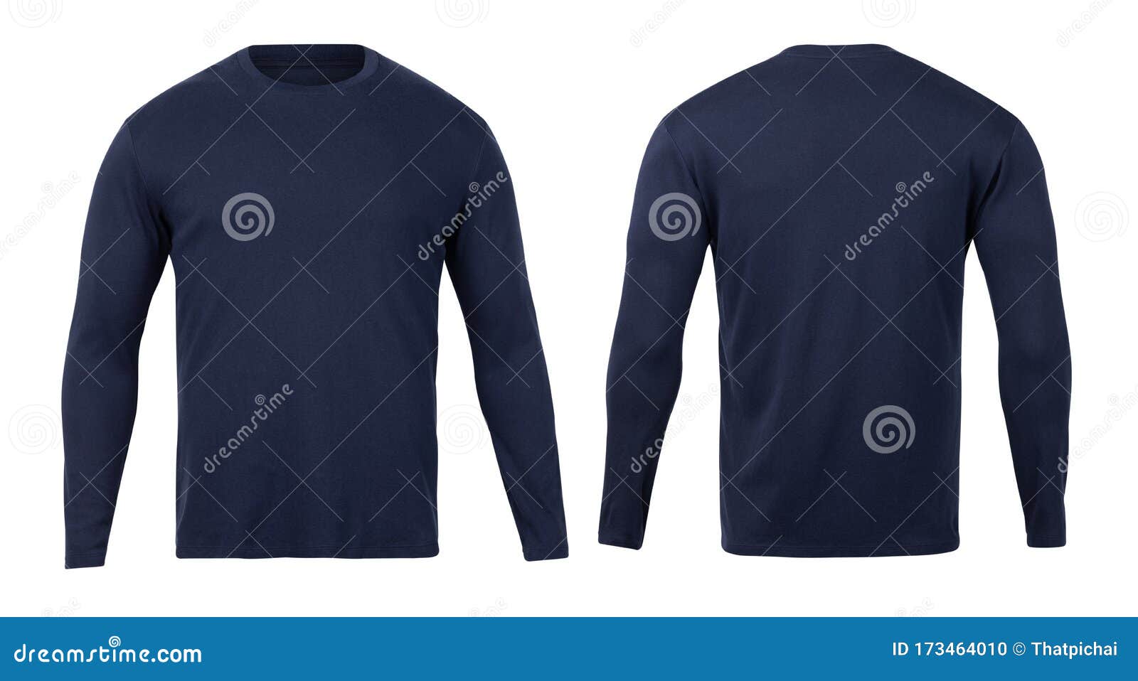 Download Navy Long Sleeve T-shirt Front And Back View Mock-up ...