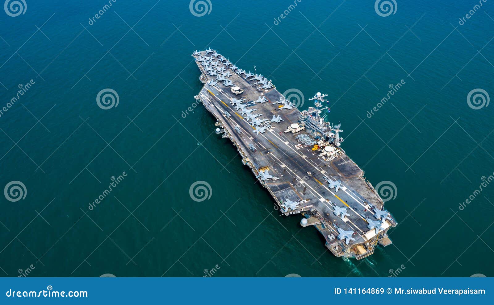 navy nuclear aircraft carrier, military navy ship carrier full loading fighter jet aircraft, aerial view