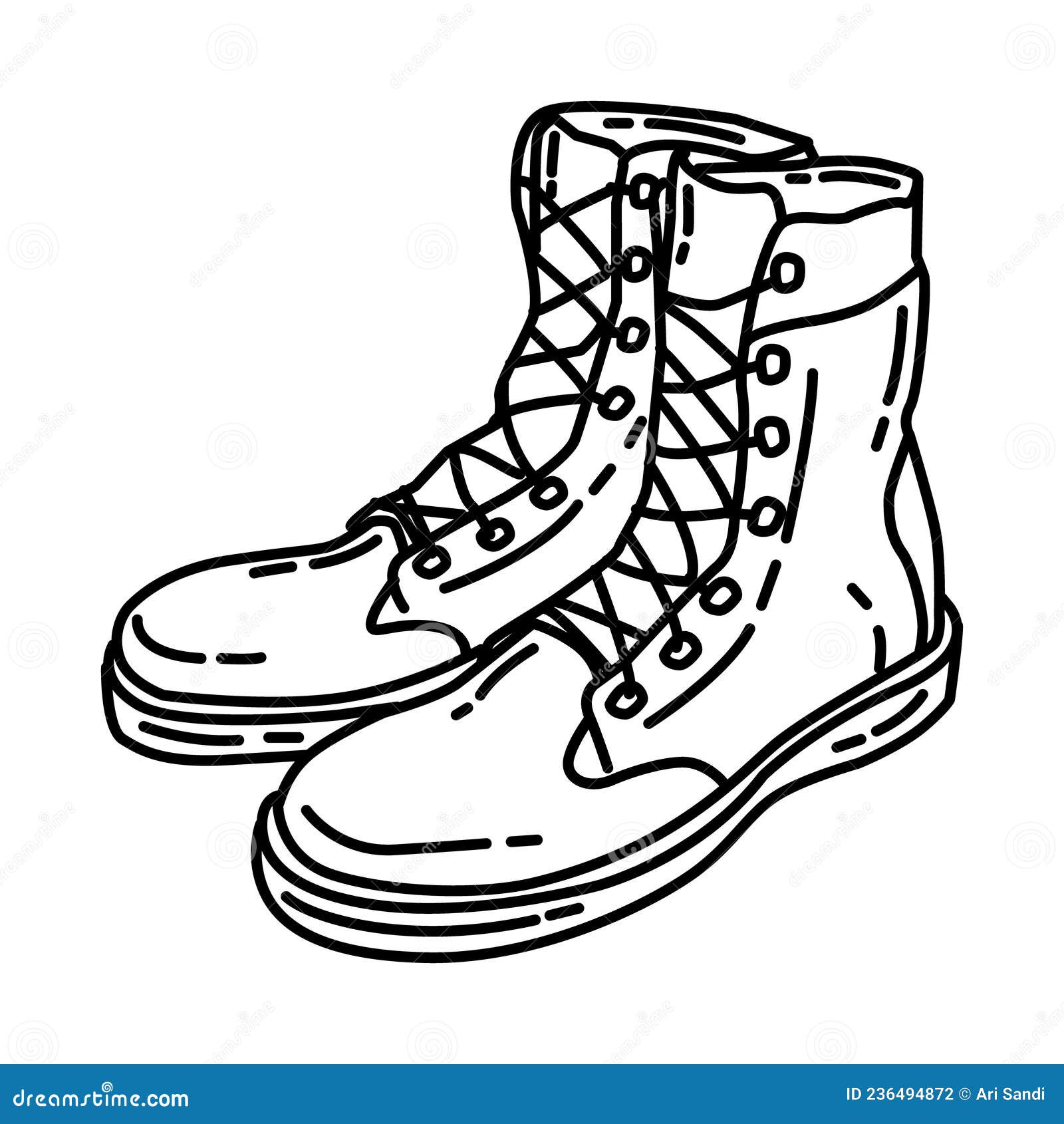 Navy Officer Soldier Boots Icon. Doodle Hand Drawn or Outline Icon ...