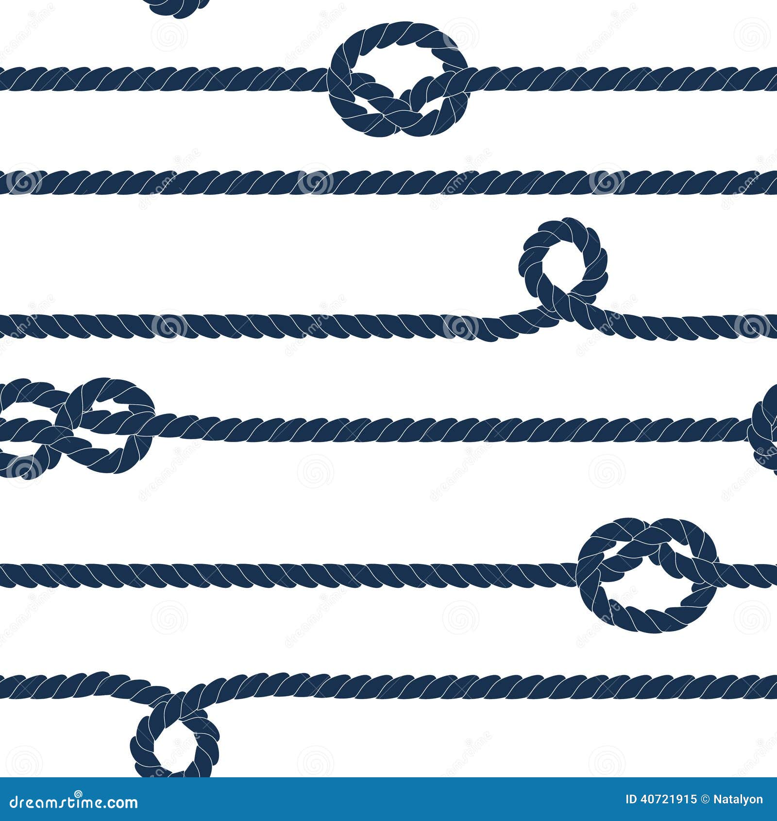 navy rope and marine knots striped seamless pattern in blue and white, 