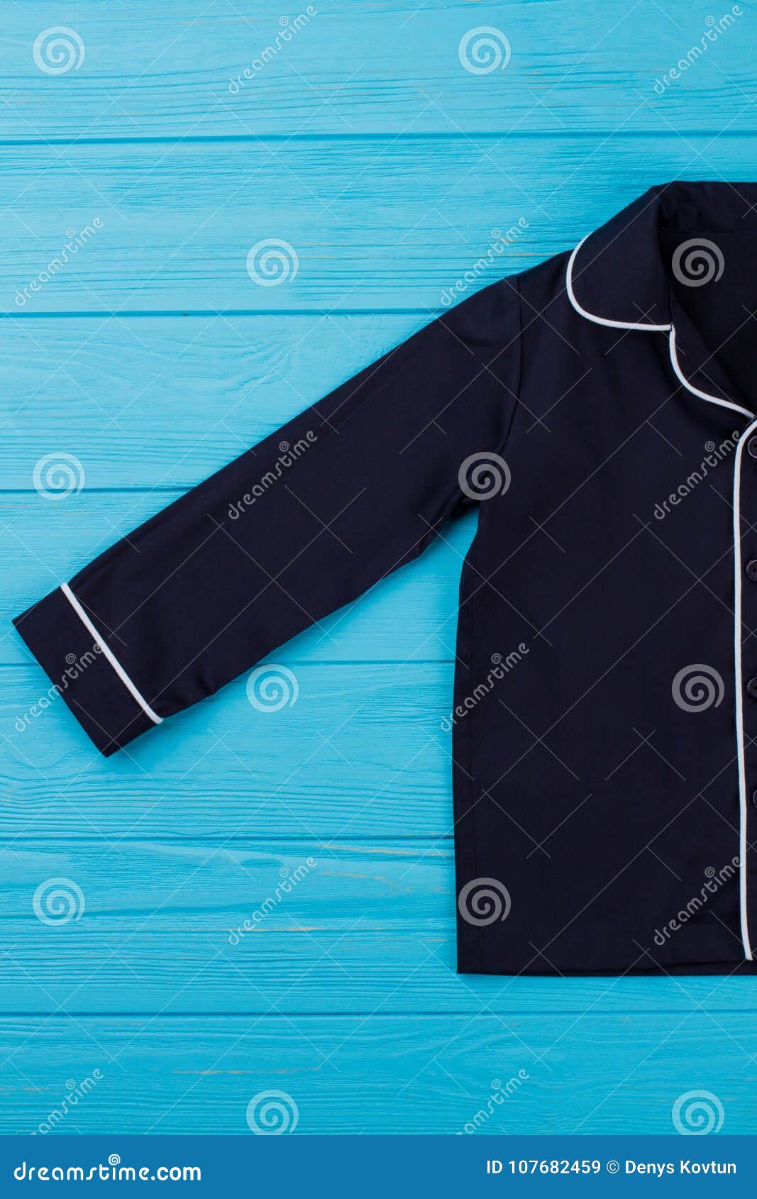 Navy Shirt with White Edging Stock Image - Image of button, home: 107682459