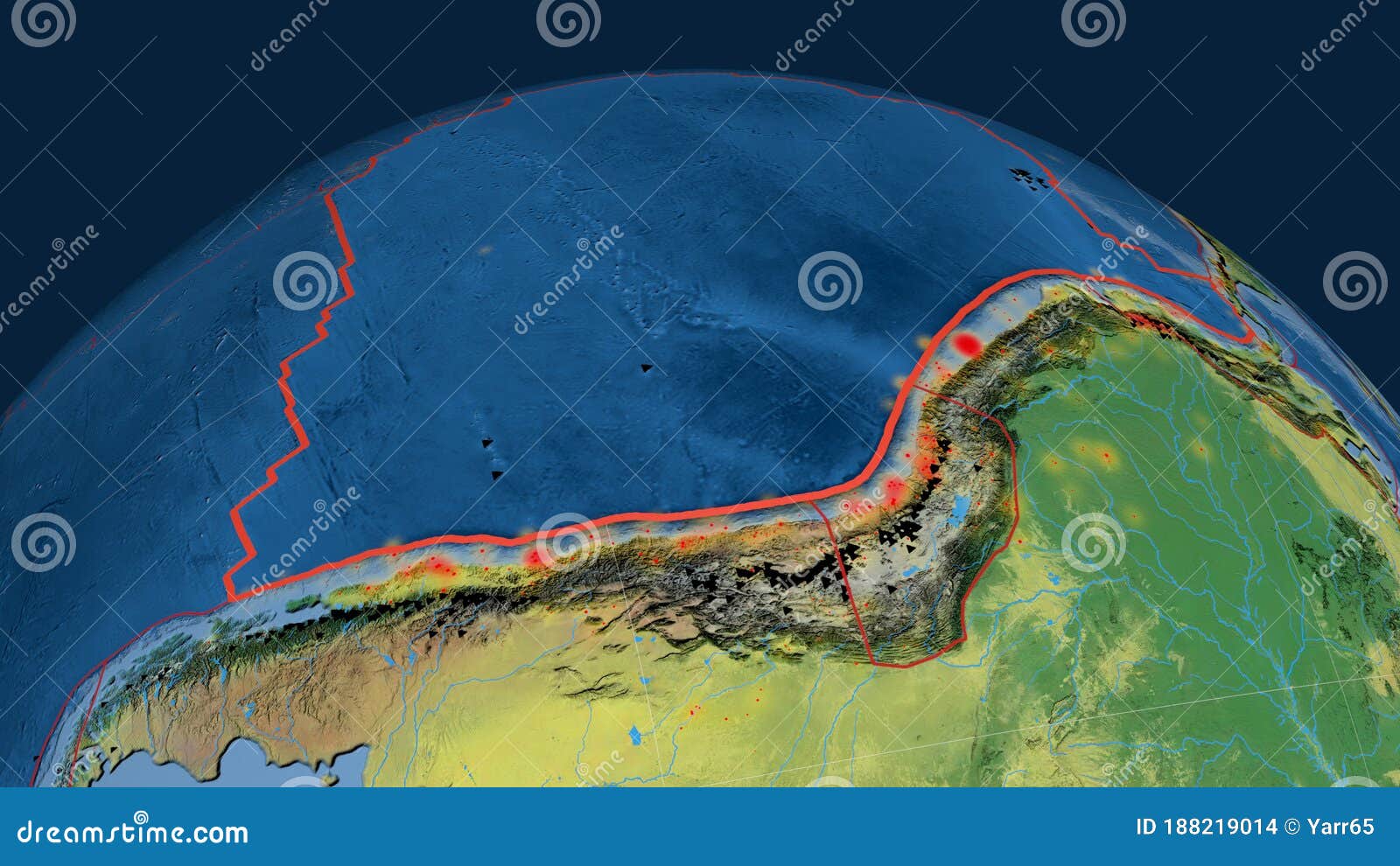 Nazca Plate Outlined Topographic Stock Illustration Illustration of