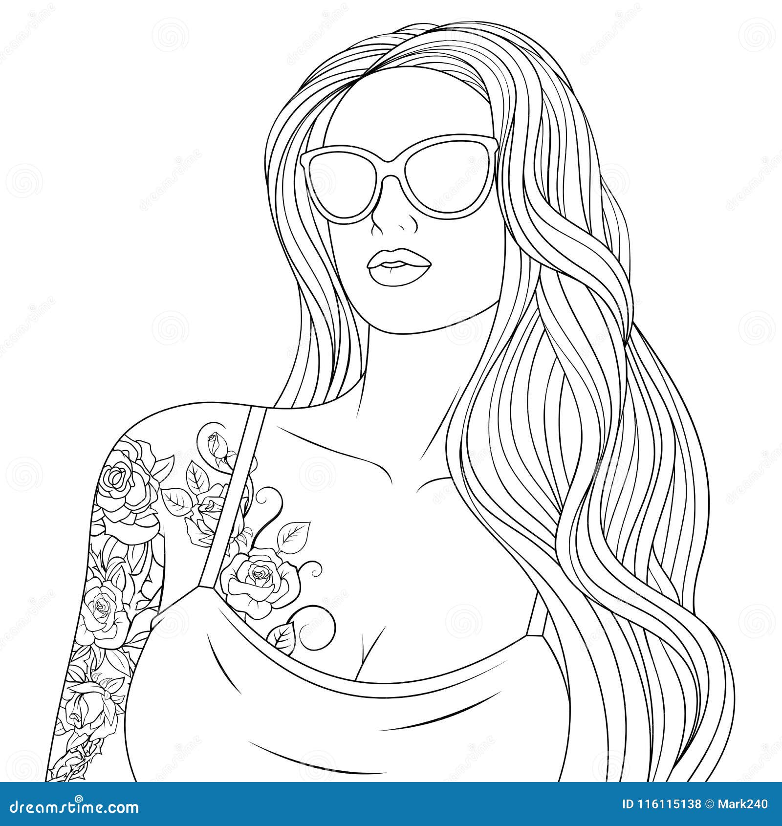 Nbeautiful Girl Coloring Pages Stock Vector   Illustration of ...