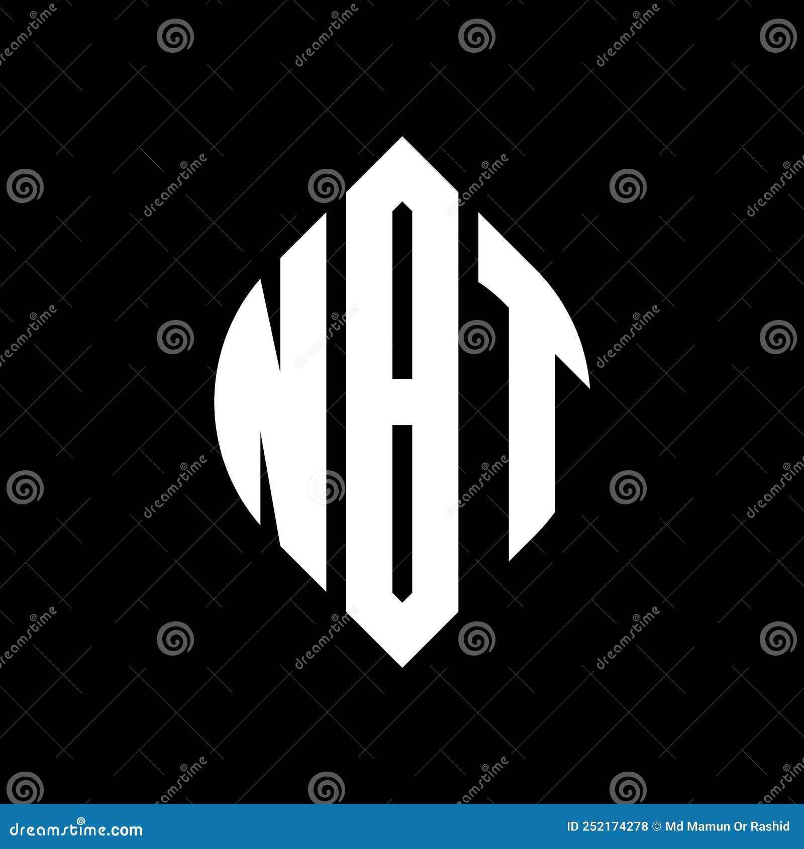 nbt circle letter logo  with circle and ellipse . nbt ellipse letters with typographic style. the three initials form a