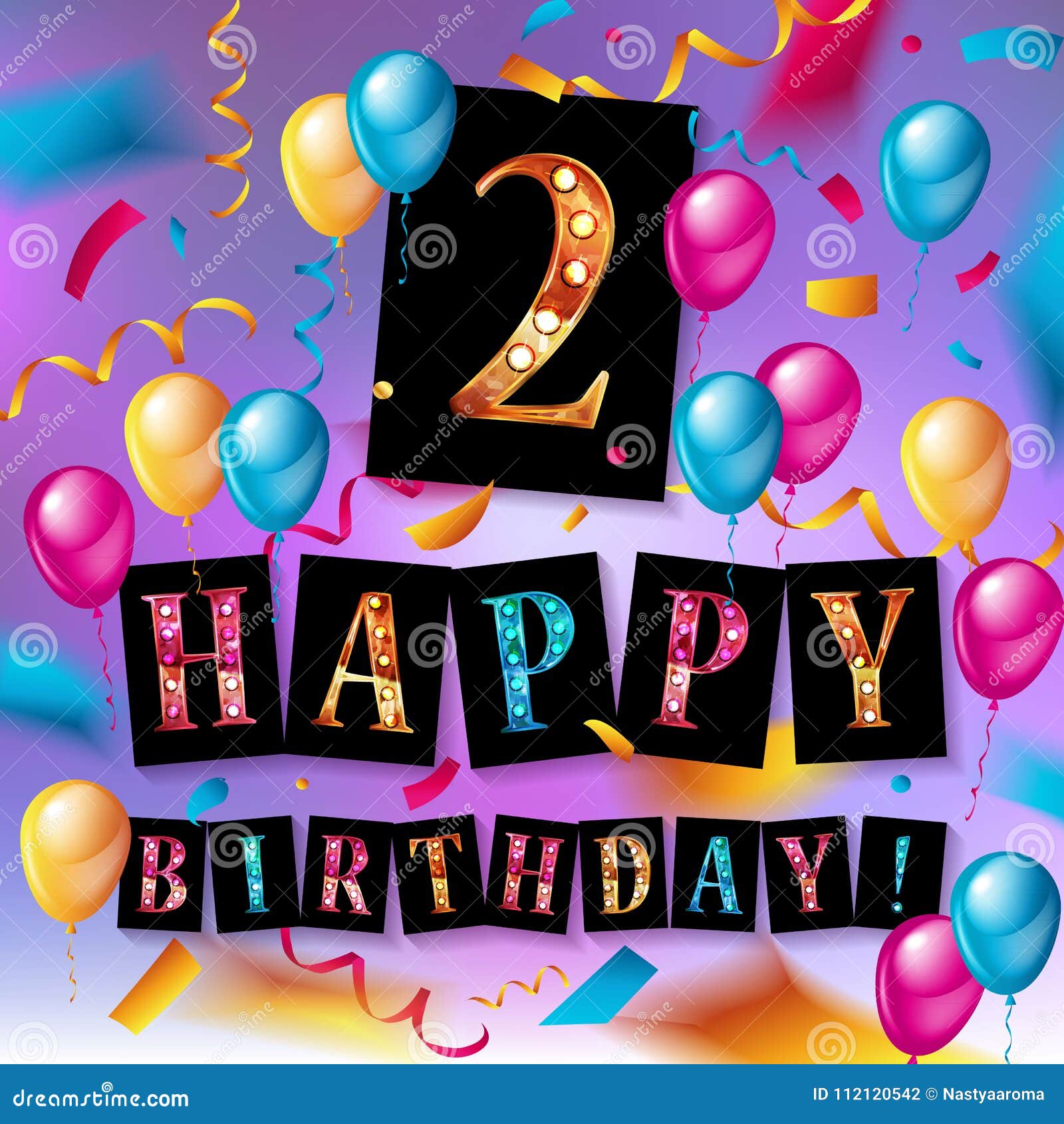 2nd Birthday Celebration Greeting Card Design Stock Illustration -  Illustration of gift, design: 112120542