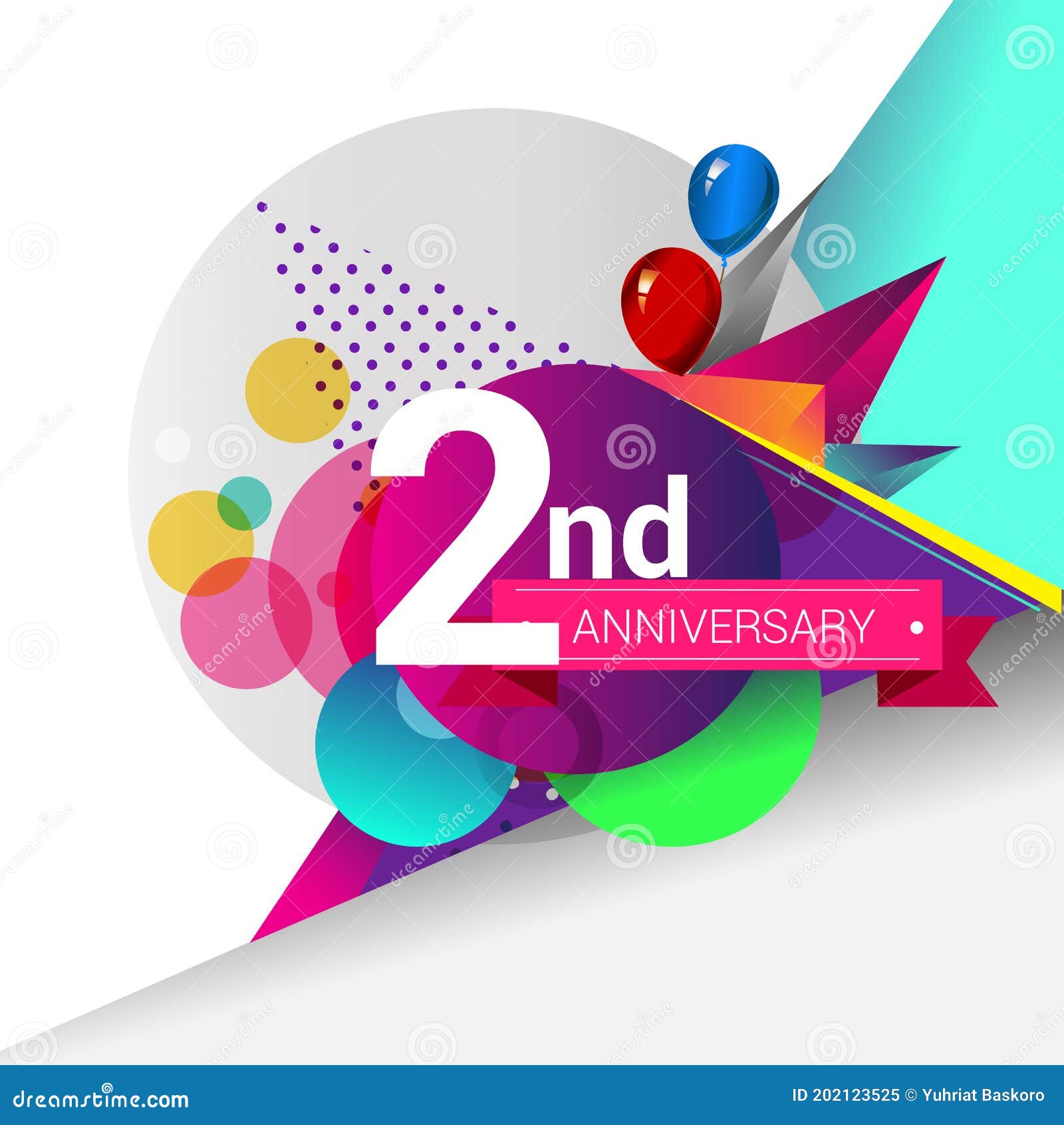 2nd Years Anniversary Logo with Colorful Geometric Background, Vector Design  Template Elements for Your Birthday Celebration Stock Vector - Illustration  of event, circle: 202123525