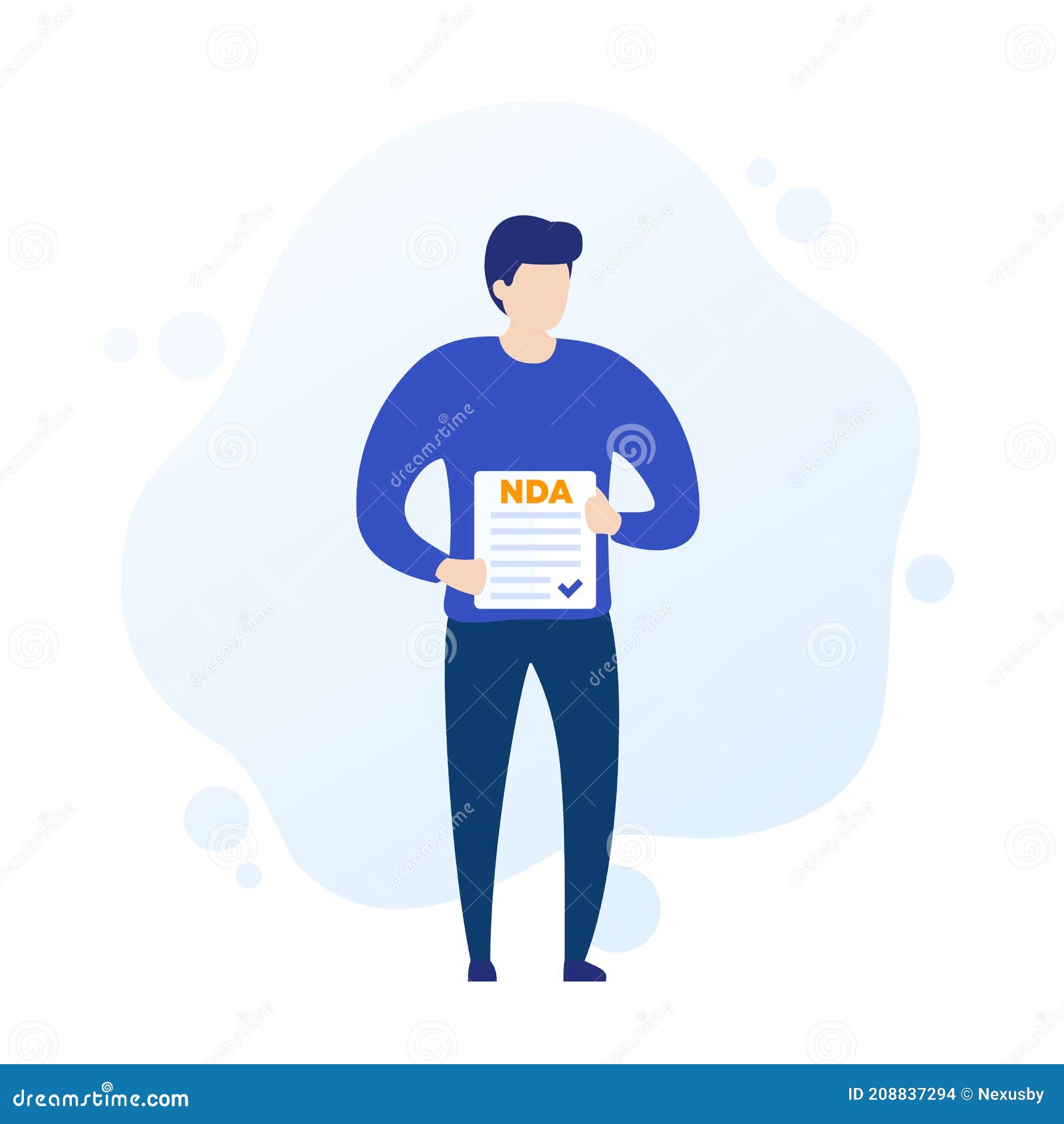 NDA, Non Disclosure Agreement, Man Holding Form Stock Vector