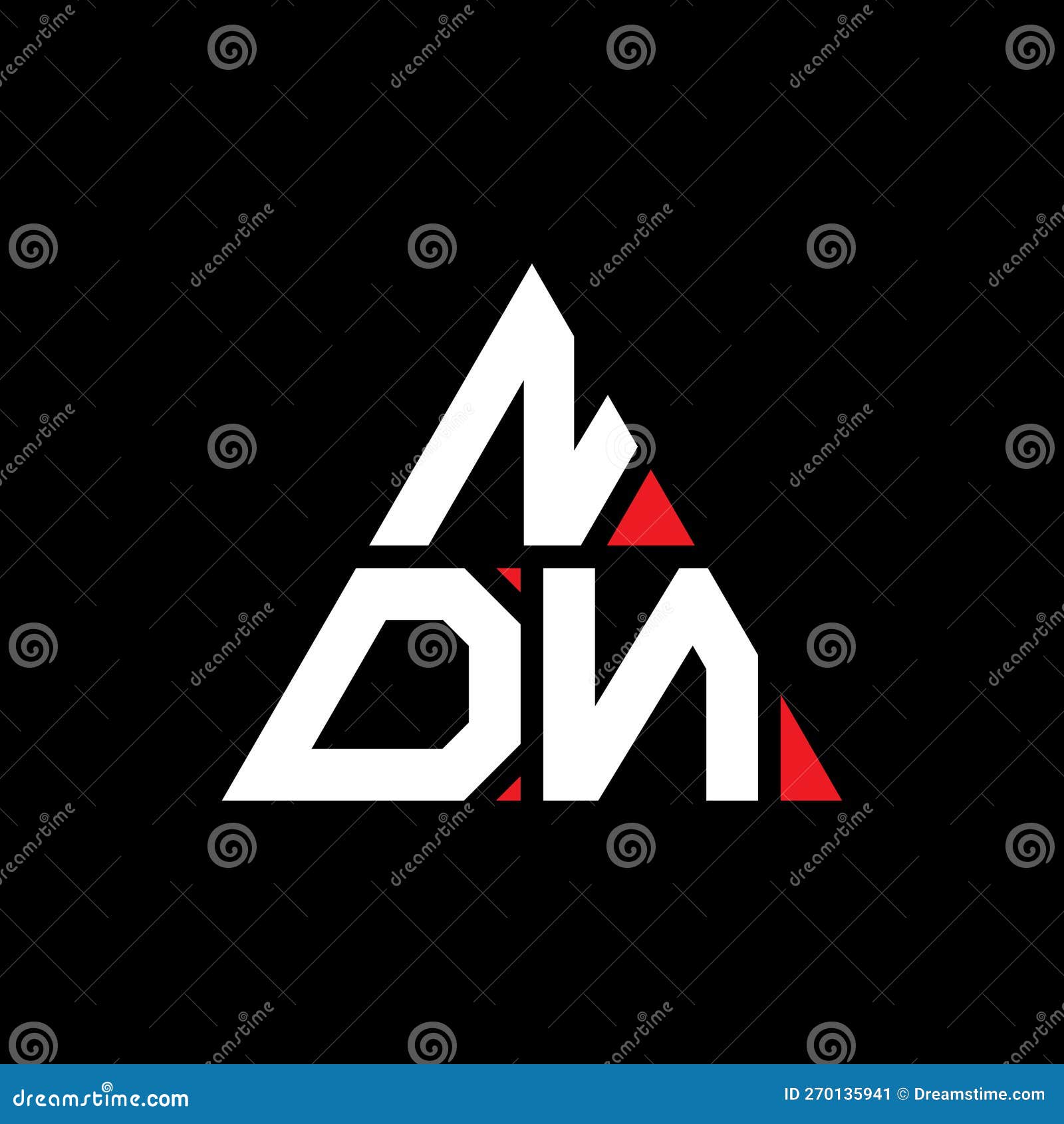 ndn triangle letter logo  with triangle . ndn triangle logo  monogram. ndn triangle  logo template with red