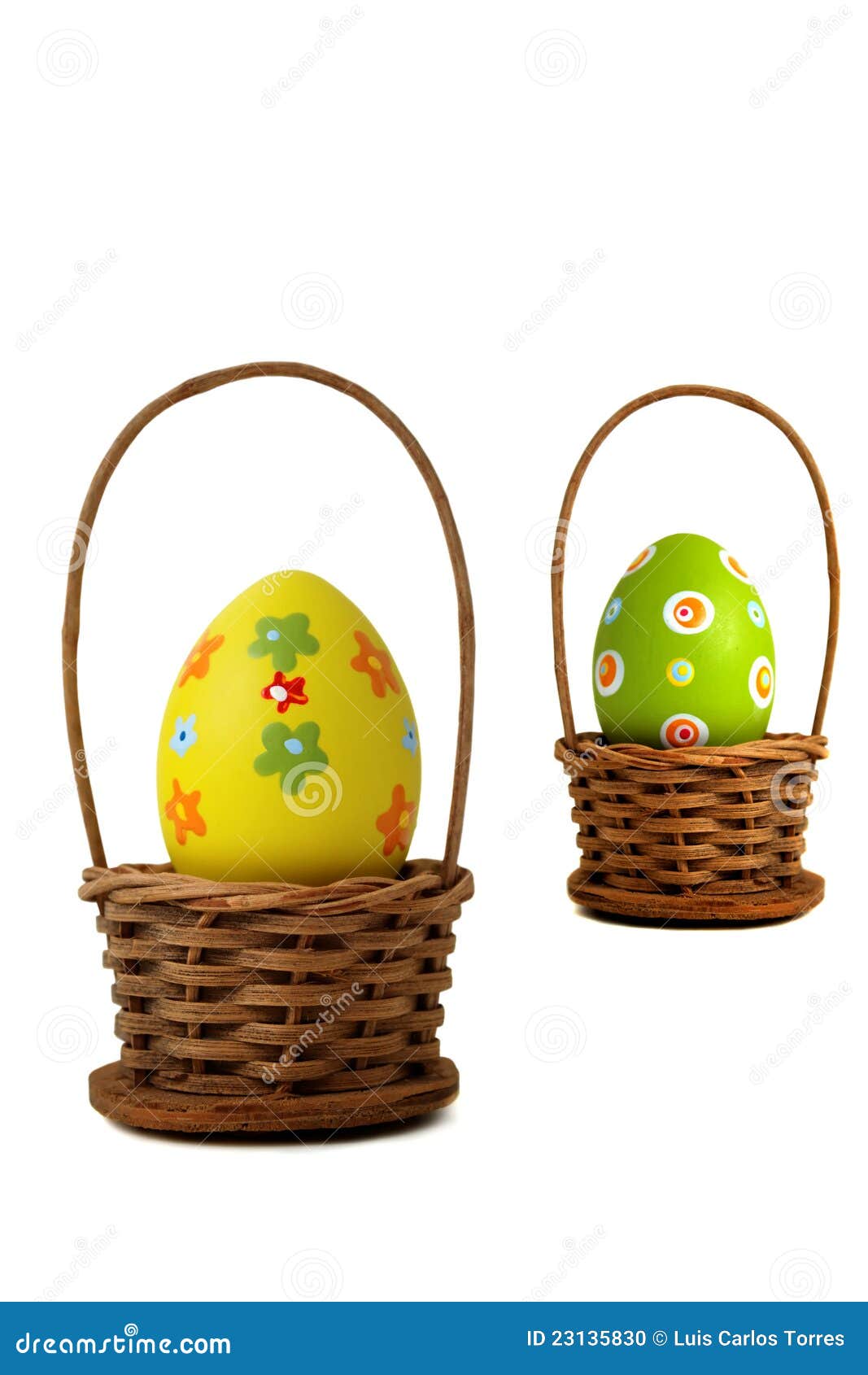 Near Yellow Easter Egg into a Basket Stock Illustration Illustration