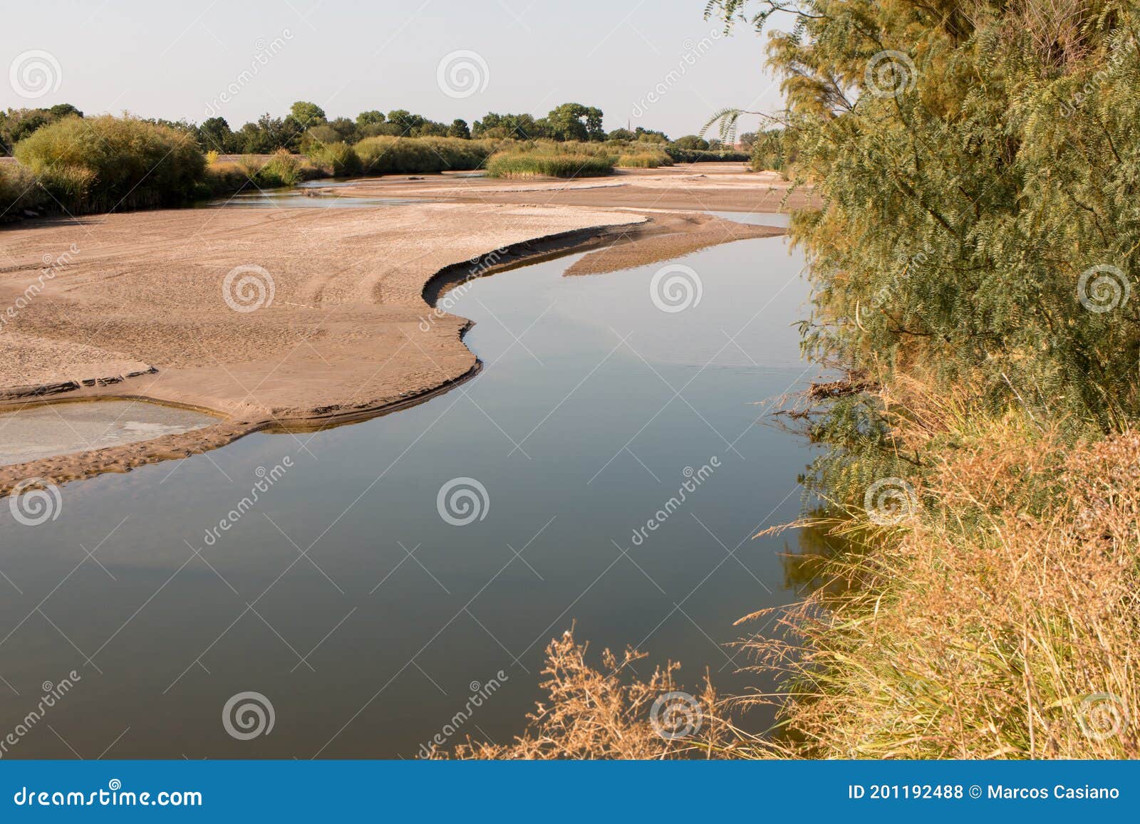 rio grande river as it runs through the west side of el paso, texas