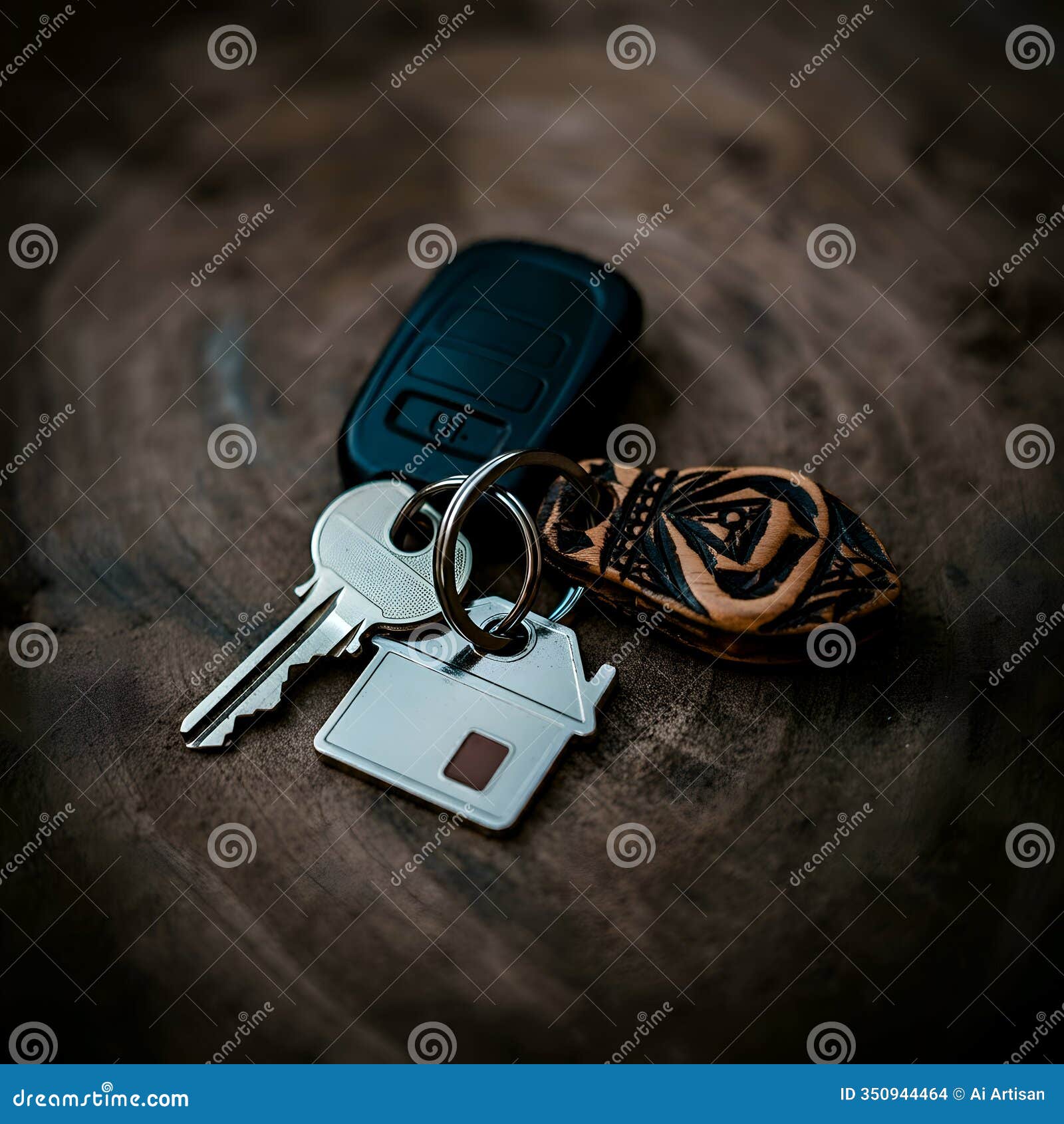 ai-generated: car and house keys with house-d keychain