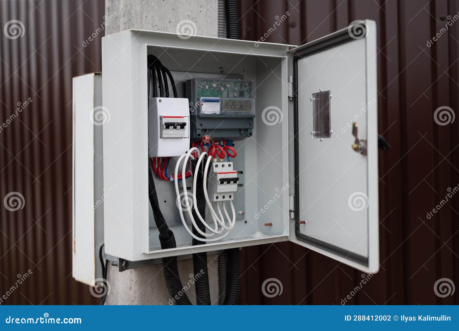 Neat Fuse Box with Electric Meter Stock Photo Image of cable, connection 288412002