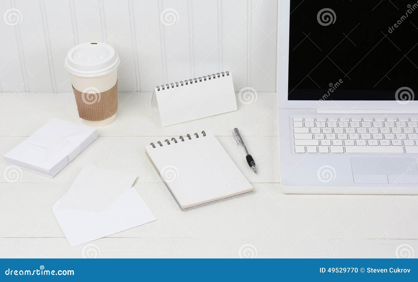 Neat White Desk Closeup Stock Photo Image Of Envelopes 49529770