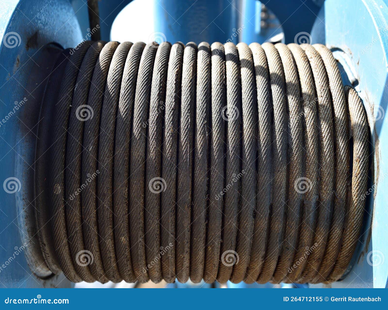 A Neatly Rolled Up Heavy Duty Winch Cable Stock Image Image of grease